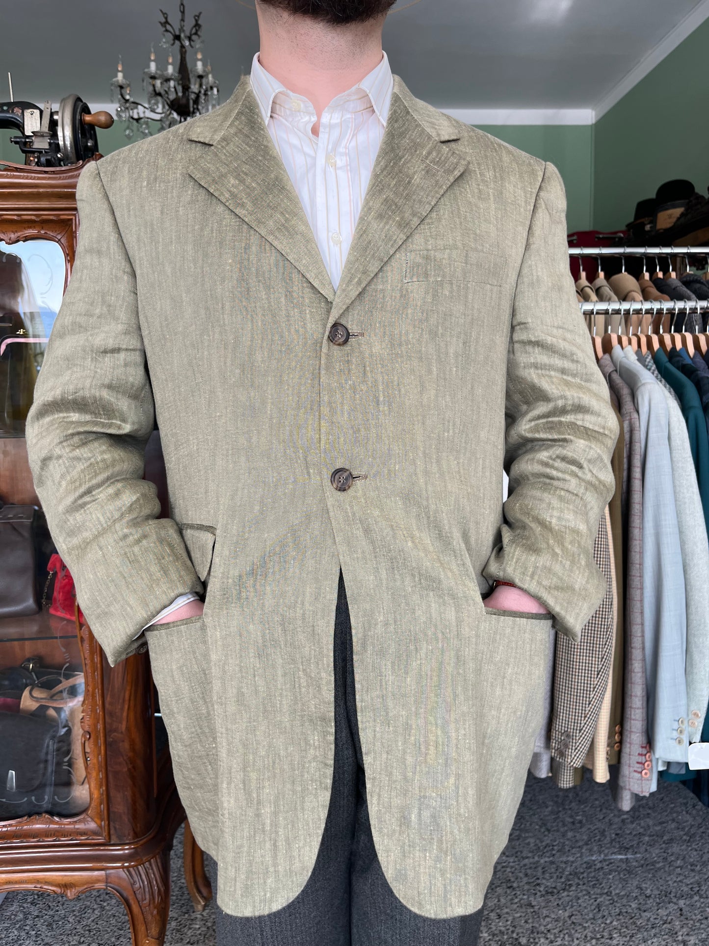 Giacca anni ‘90 lino oliva tg. 52