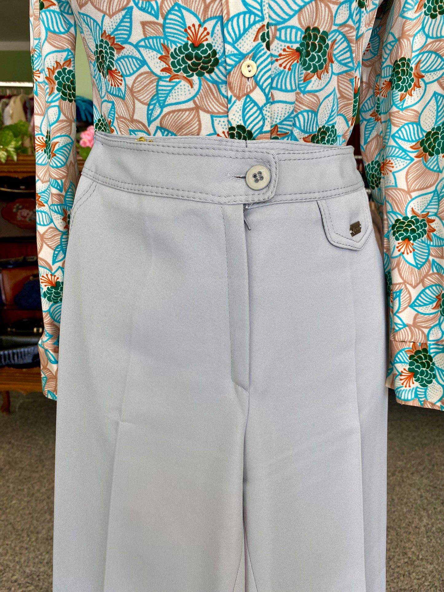 Pantaloni anni ‘70 color grigio chiaro - TG. 36