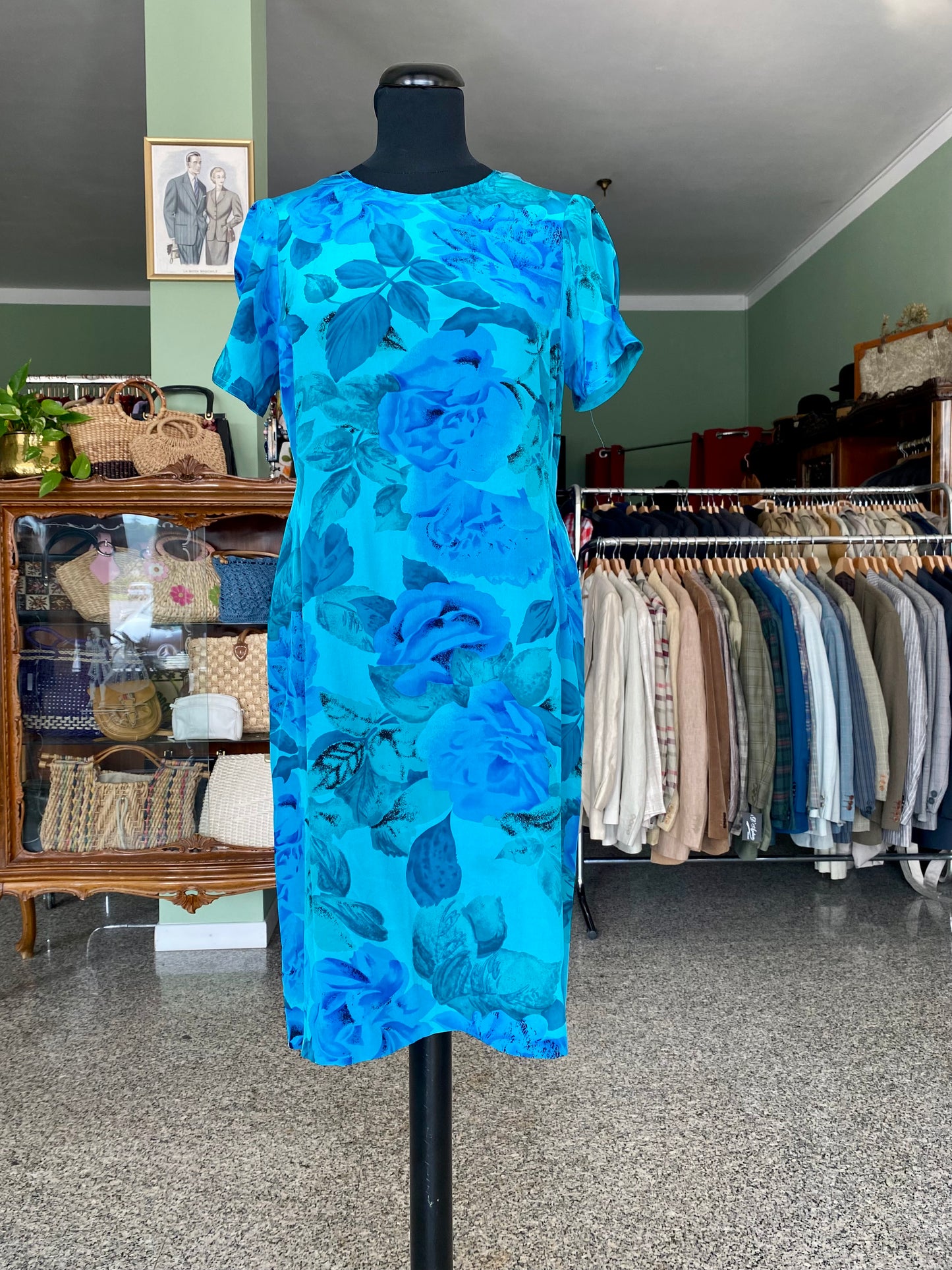 Abito in seta con rose blu - TG. 40