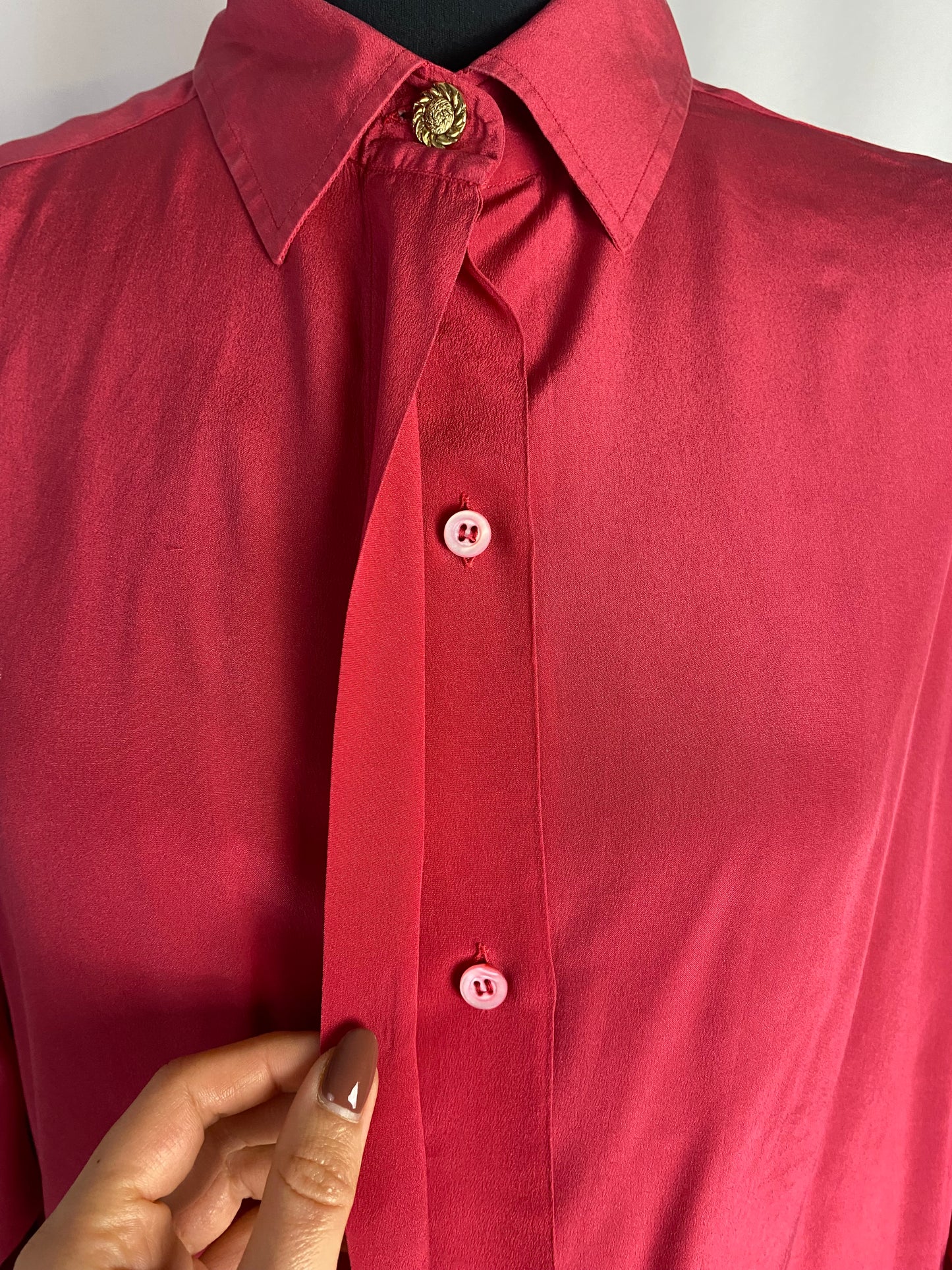 Camicia in pura seta color fragola - TG. 48/50