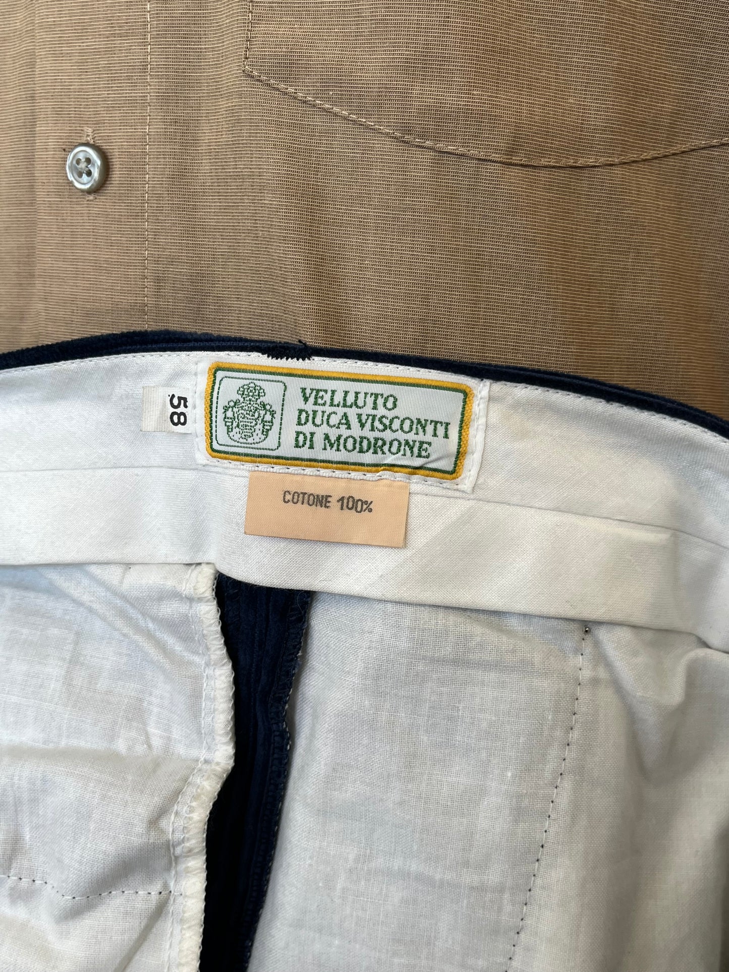 Calzoni anni ‘80 in velluto NOS tg. 56-58