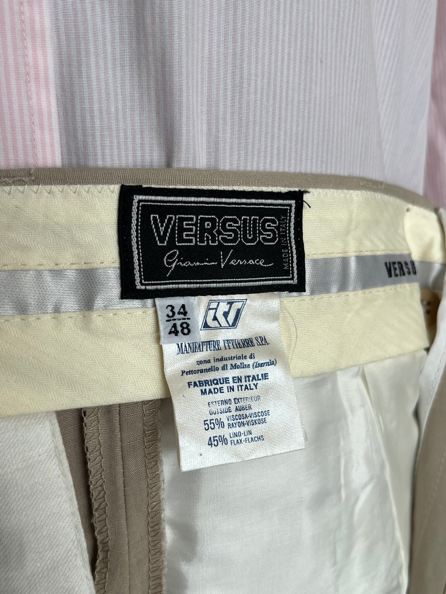 Calzoni Versace in lino/viscosa tg. 46