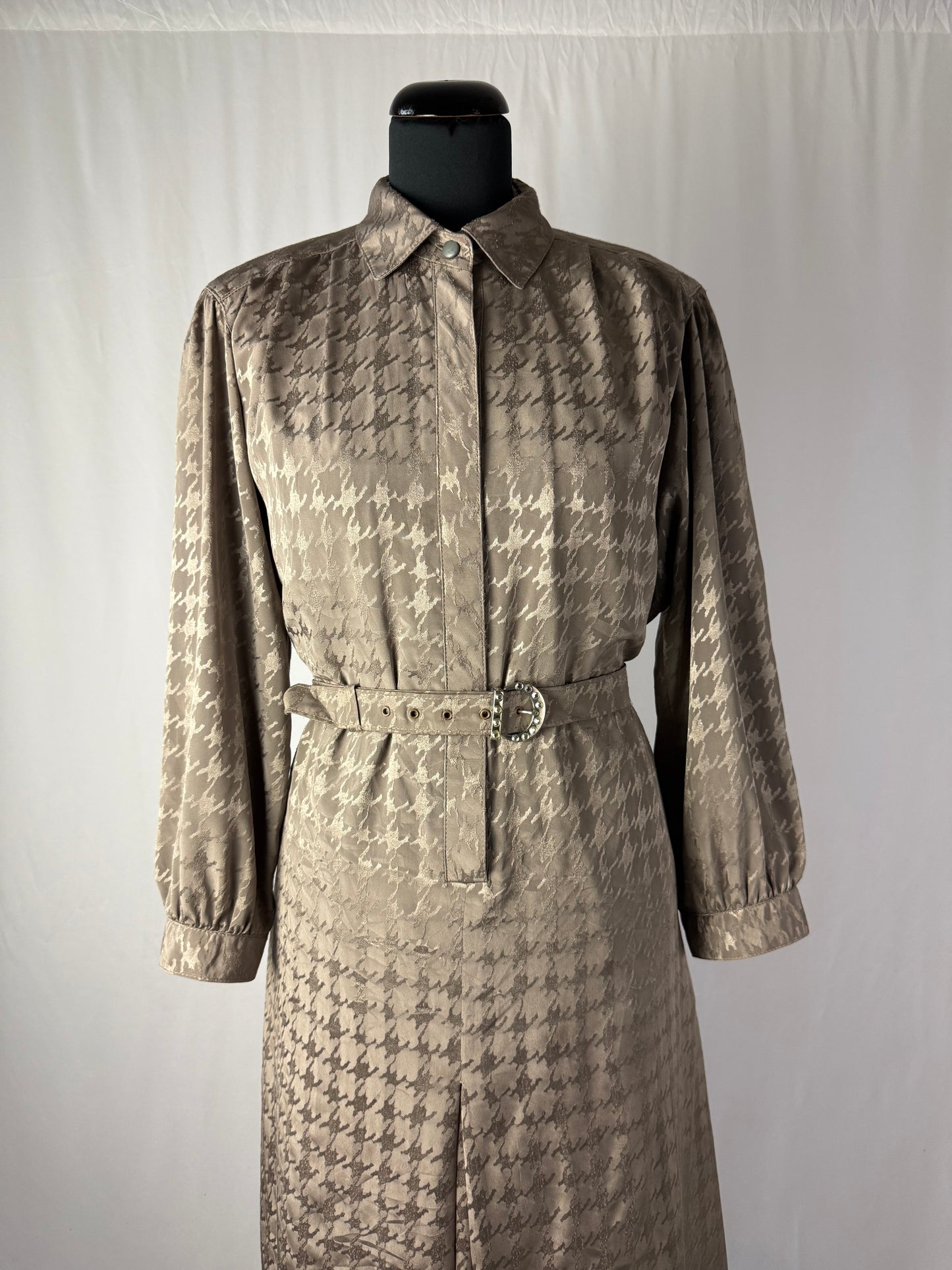 Abito anni ‘80 in raso jacquard pied de poule – TG. 46/48