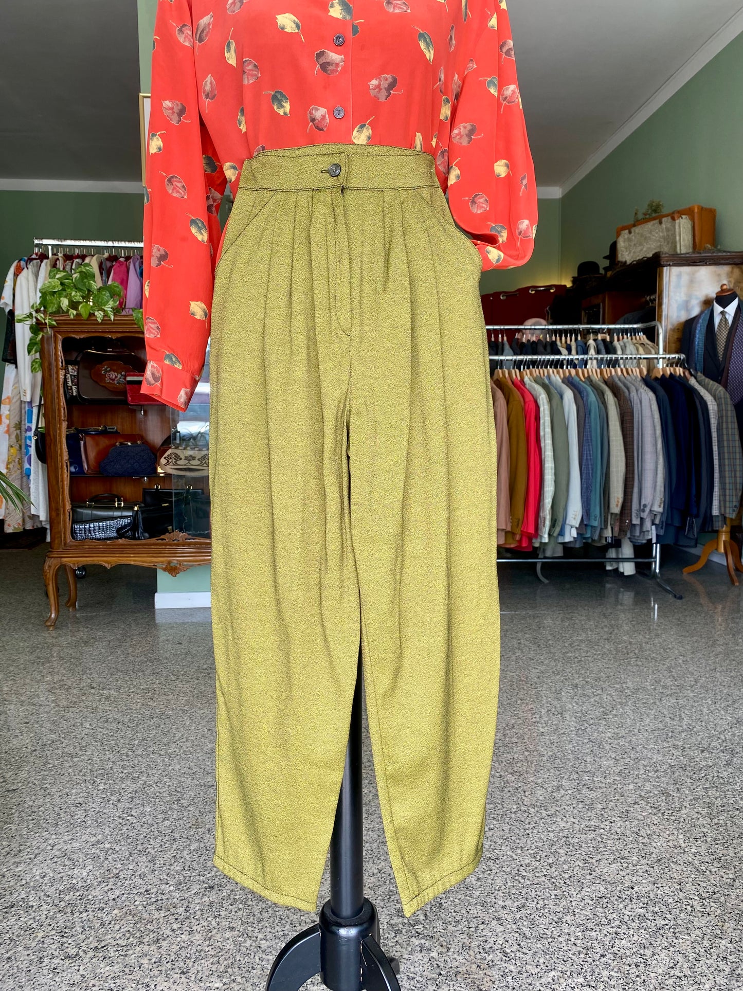 Pantaloni anni ‘80 color oliva - TG. 38
