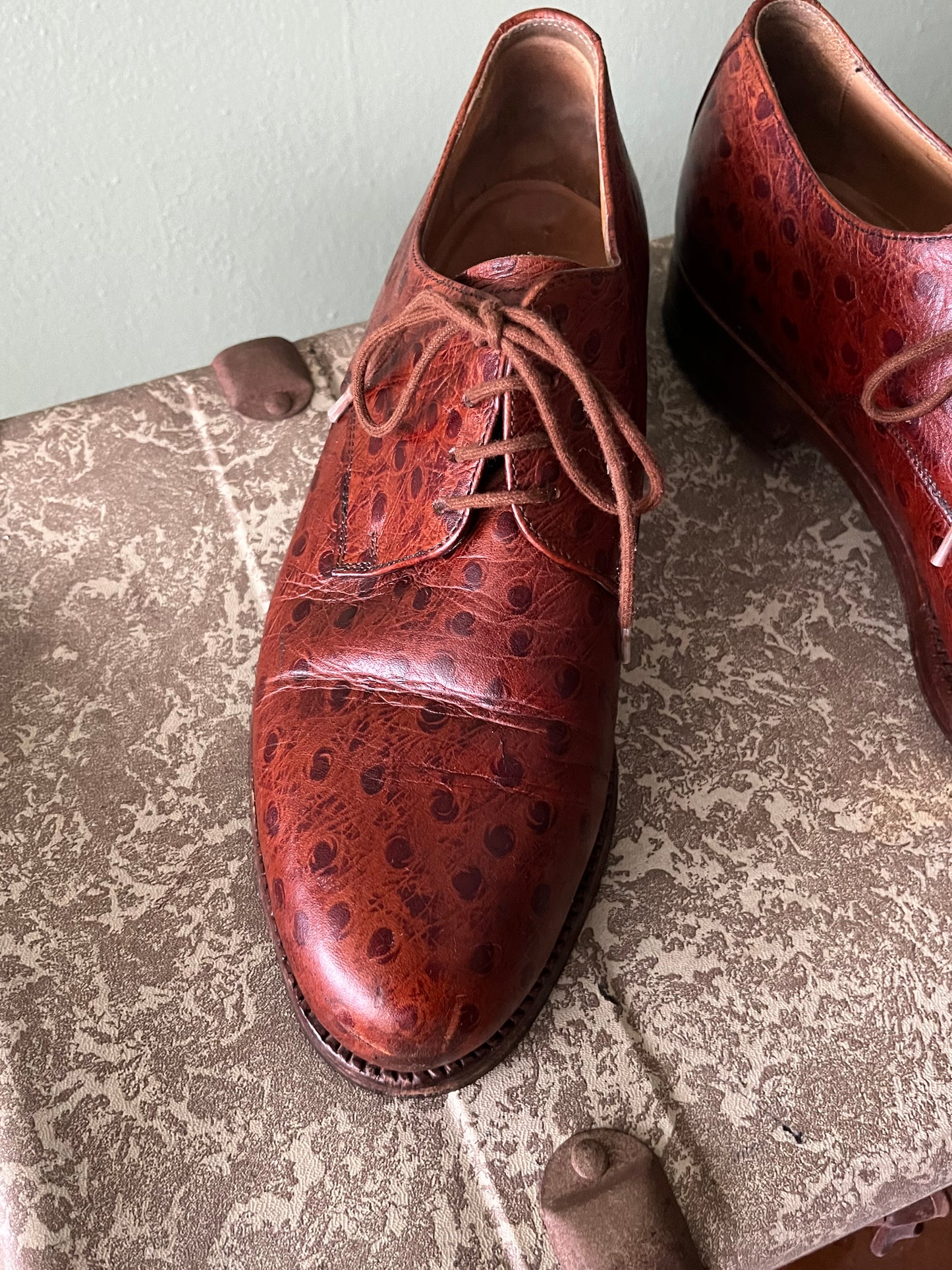 Scarpe anni ‘80 derby pelle simil-struzzo tg. 40