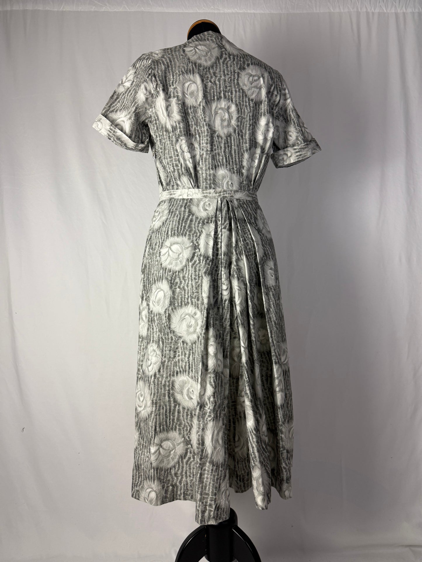 Abito anni ‘50 grigio perla con roselline - TG. 42