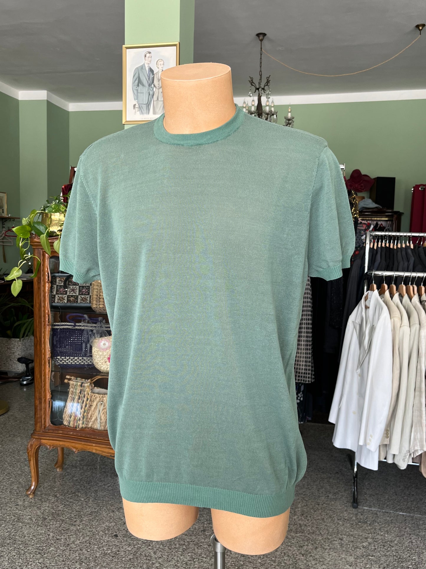 T-shirt a maniche corte cotone/lino tg. 56
