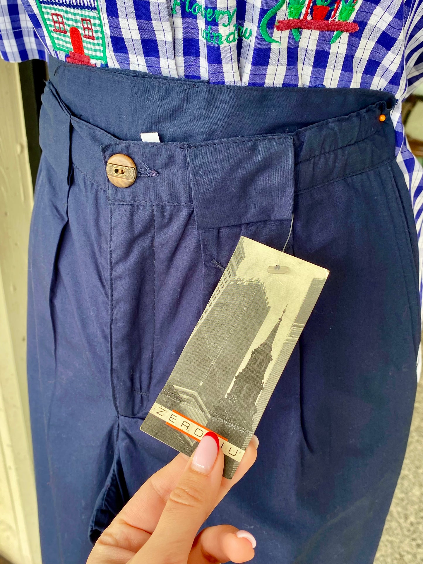 Pantaloni in cotone blu nuovi fondo di magazzino - TG. 38