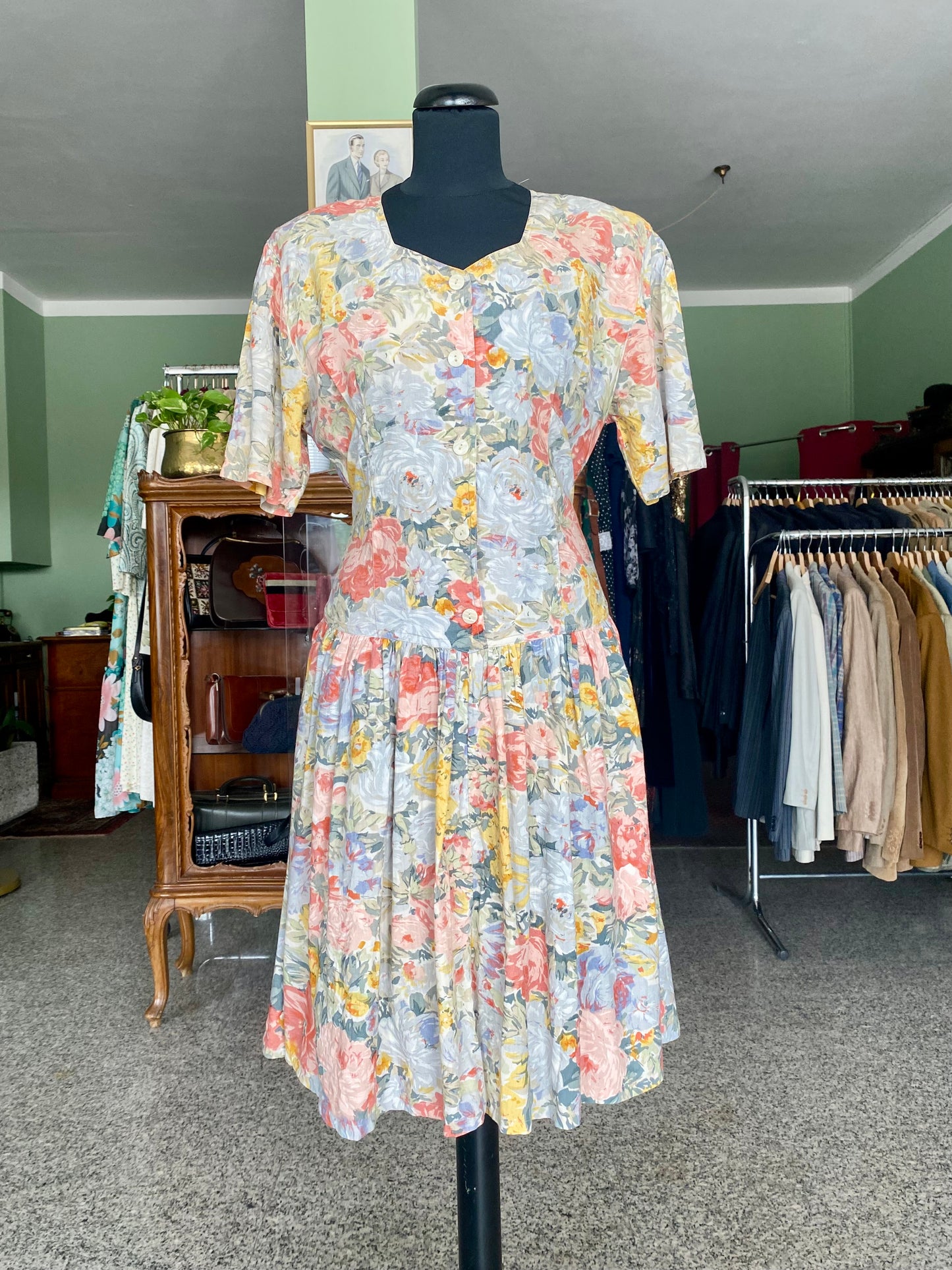 Abito anni ‘80 romantico in cotone - TG. 44 circa