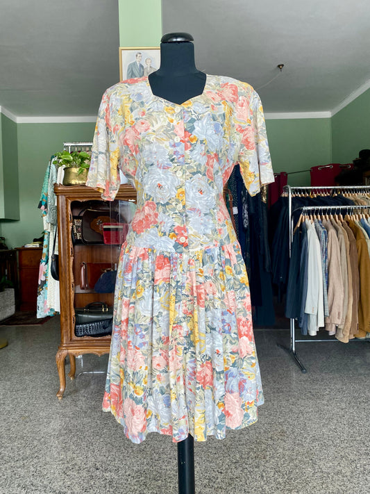 Abito anni ‘80 romantico in cotone - TG. 44 circa