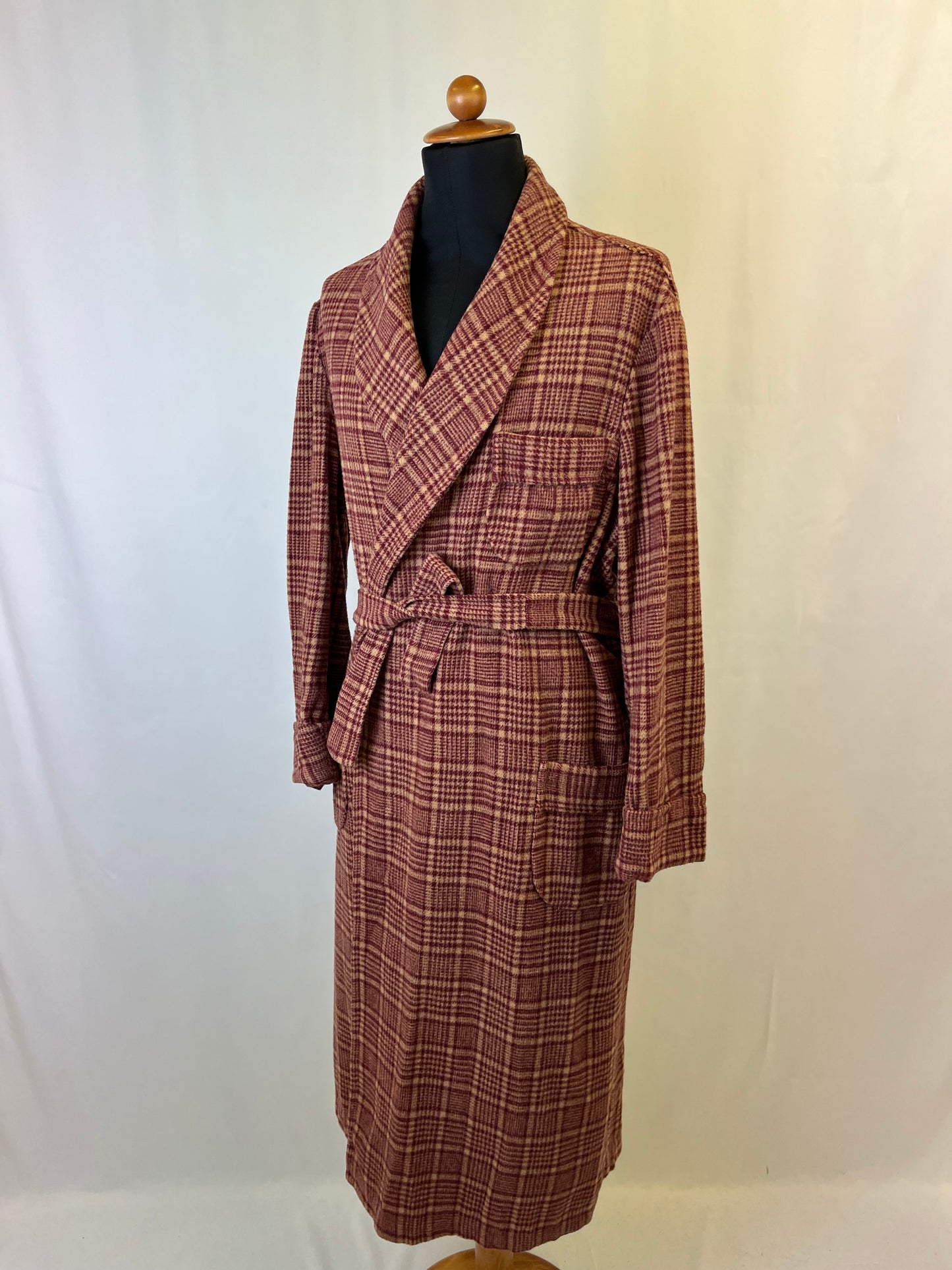 Vestaglia da camera beige a quadri L-XL