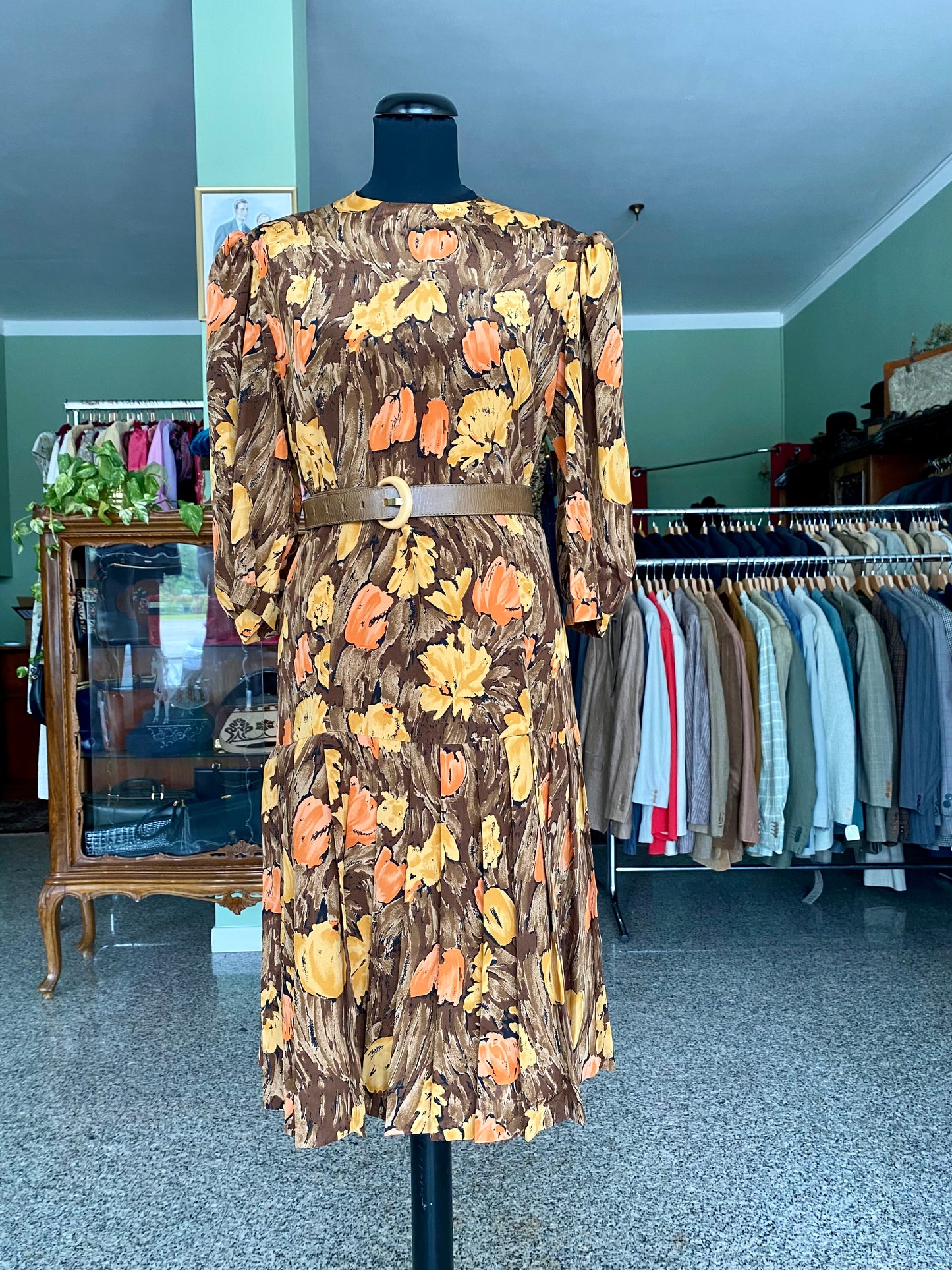 Abito in seta sartoriale con stampa pittorica - TG. 44 circa