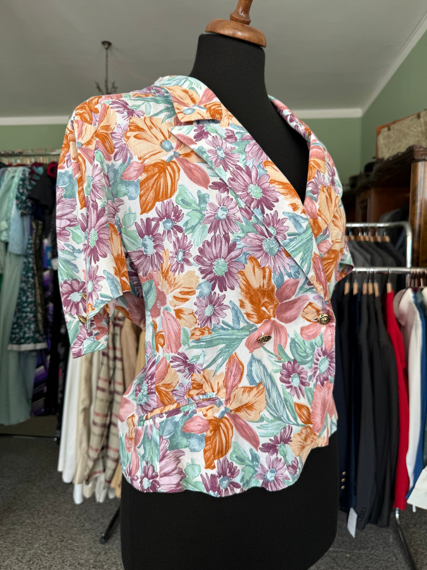Camicia in cotone con stampa floreale - TG. 44/46