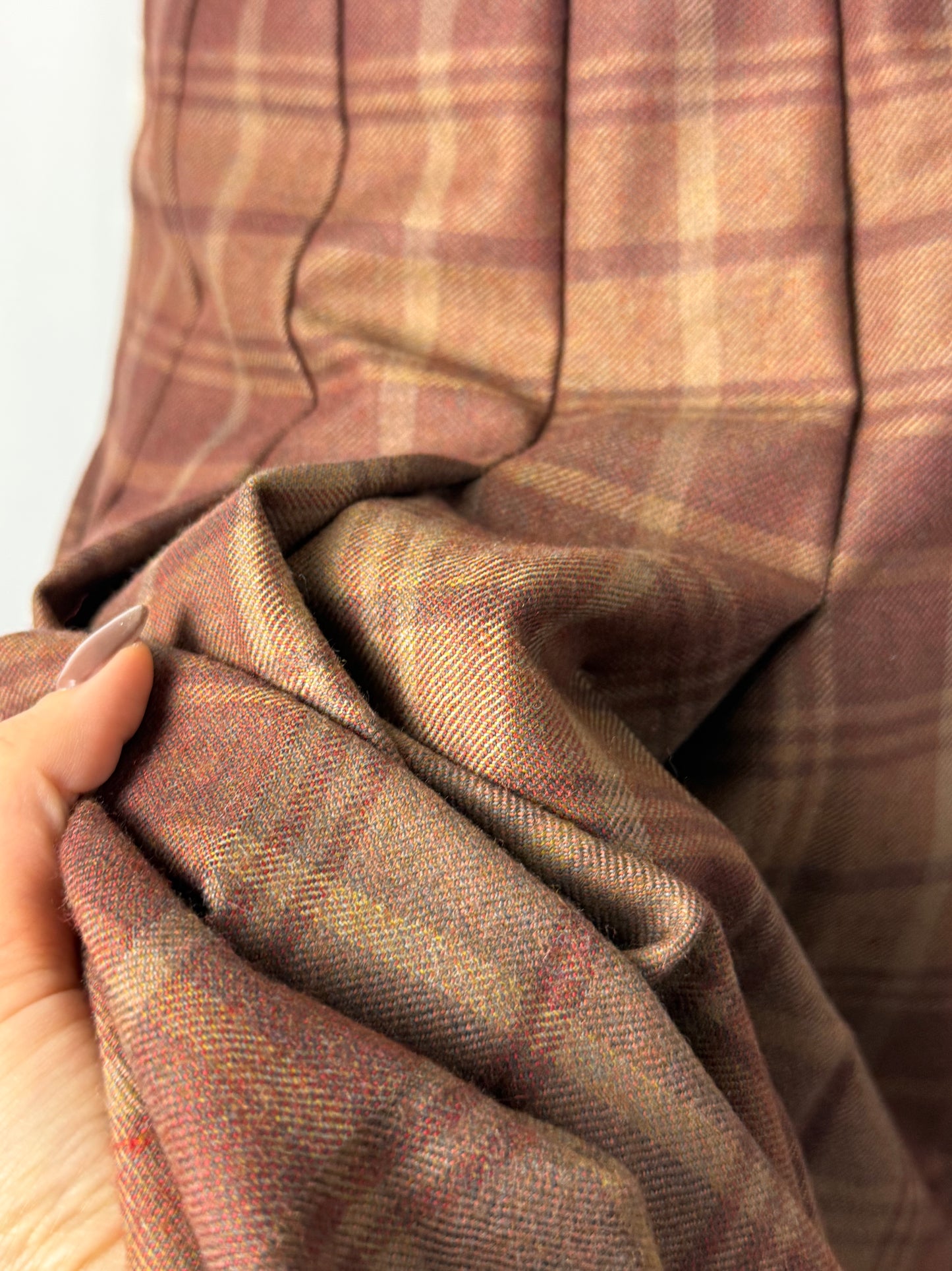 Gonna tartan in pura lana nocciola - TG. 40