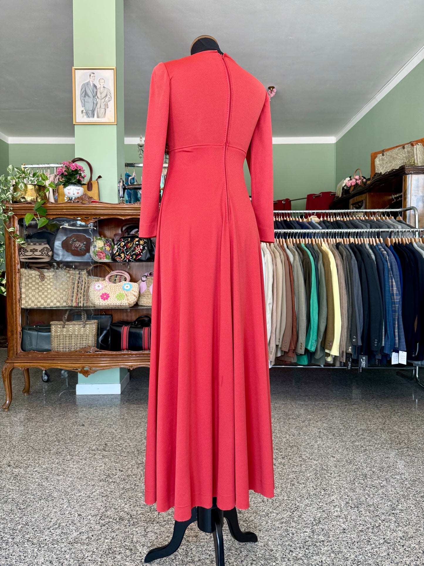 Maxi abito anni ‘70 rosso ciliegia - TG. 38