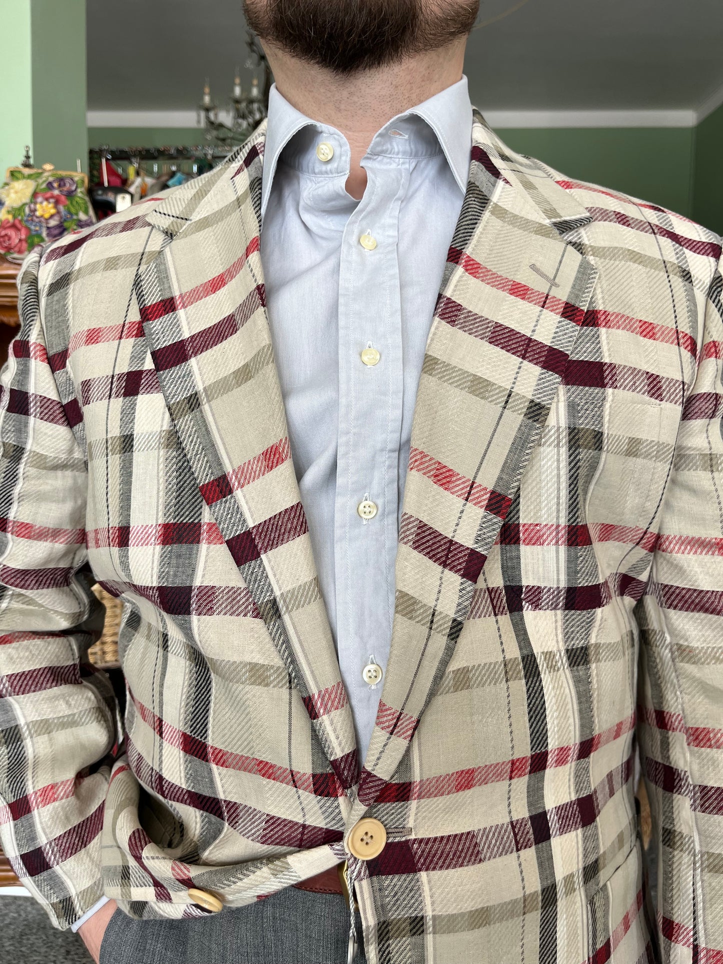 Giacca anni ‘80 in lino/cotone NOS tg. 52