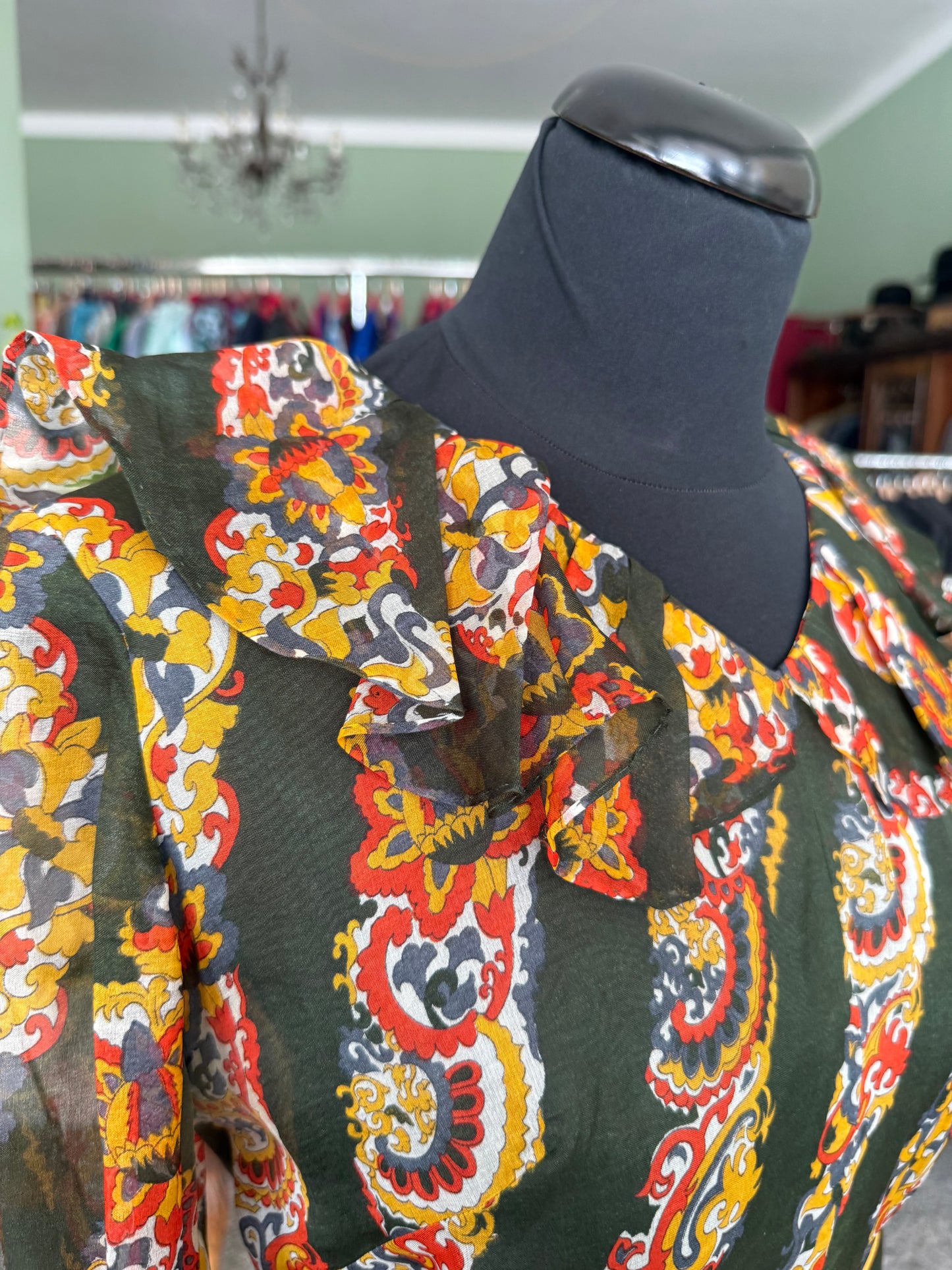 Abito in organza di seta stampata - Inizio anni ’70 - TG. 44