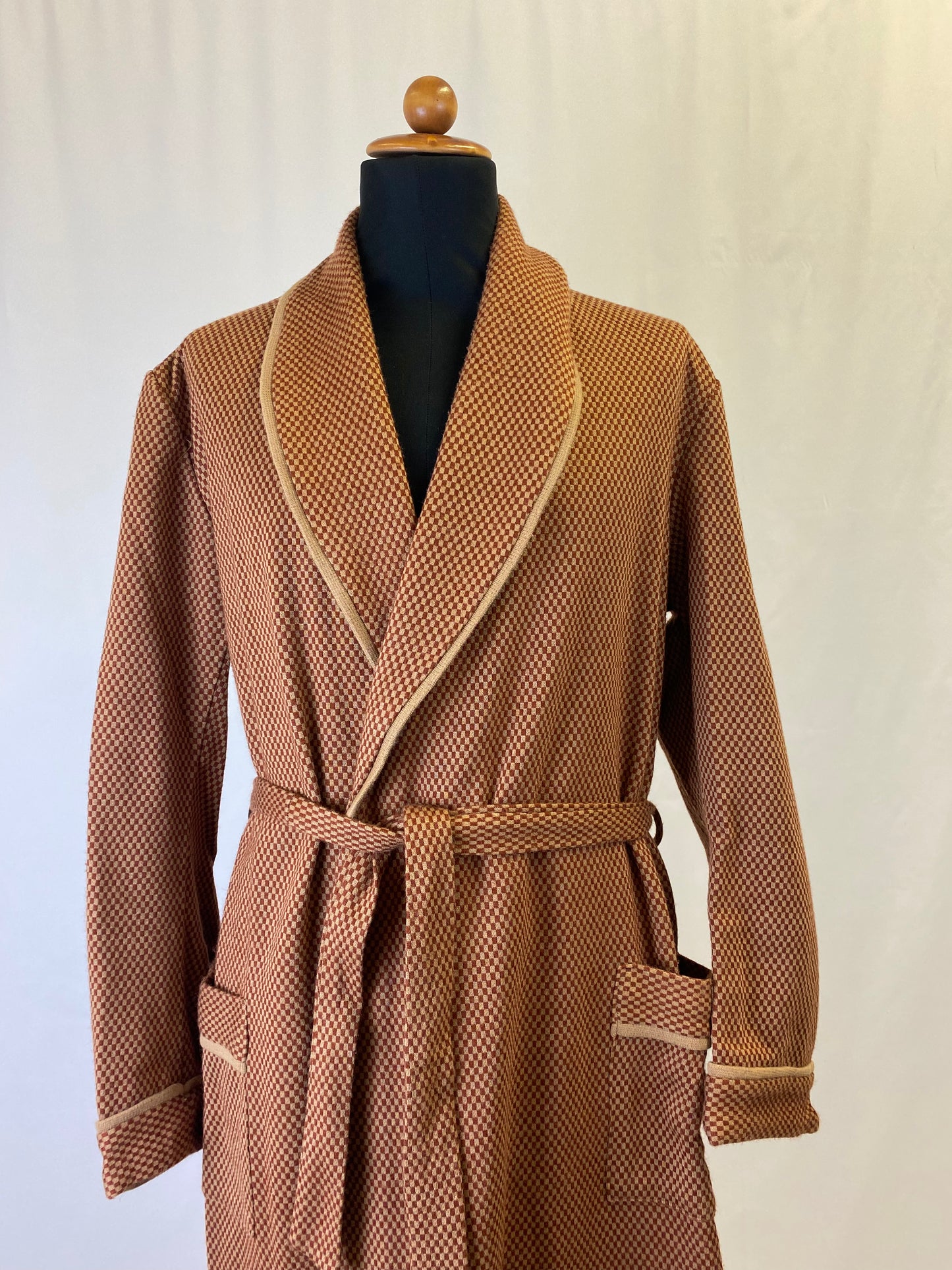Vestaglia da camera beige a quadri M-L