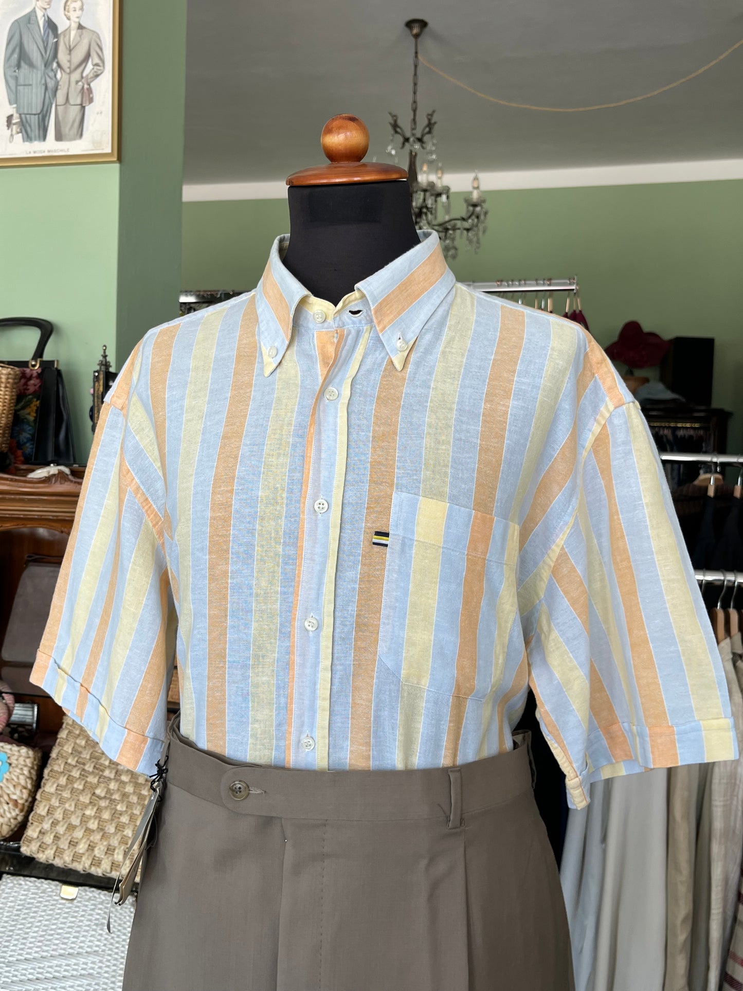 Camicia a maniche corte lino L-XL