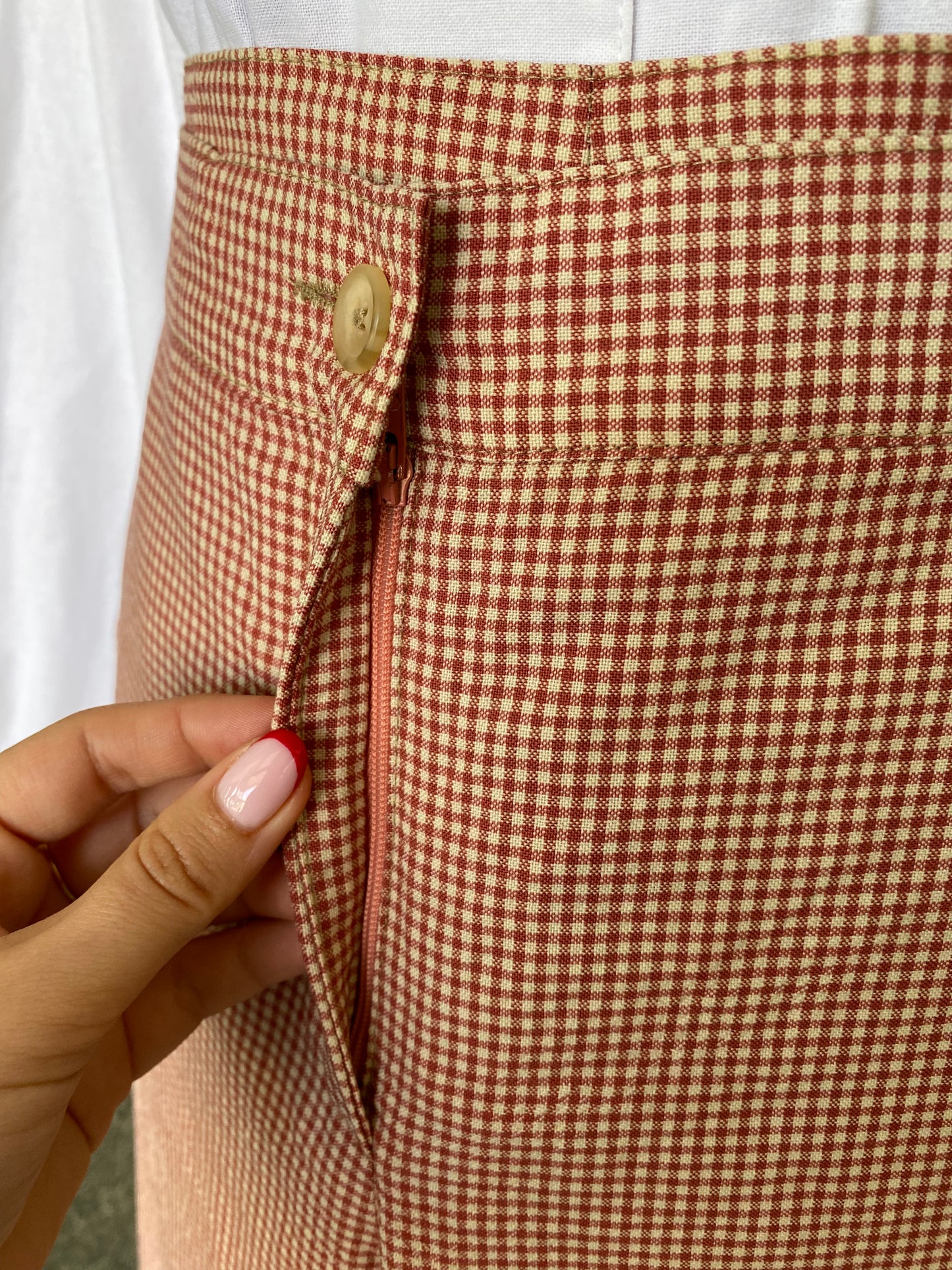 Pantaloni vintage vichy rosso – stile casual da diva - TG. 40