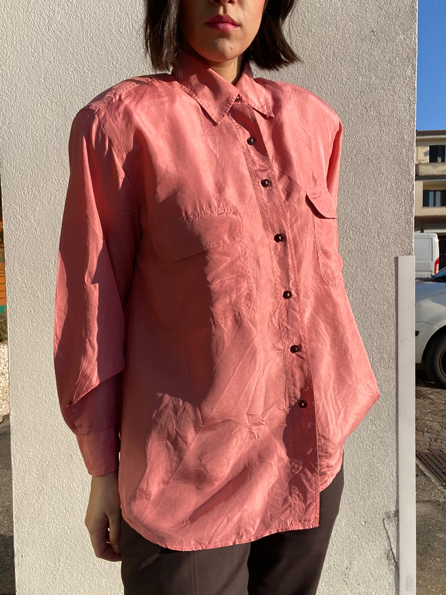 Camicia rosa in seta - TG. 48/50/52/54