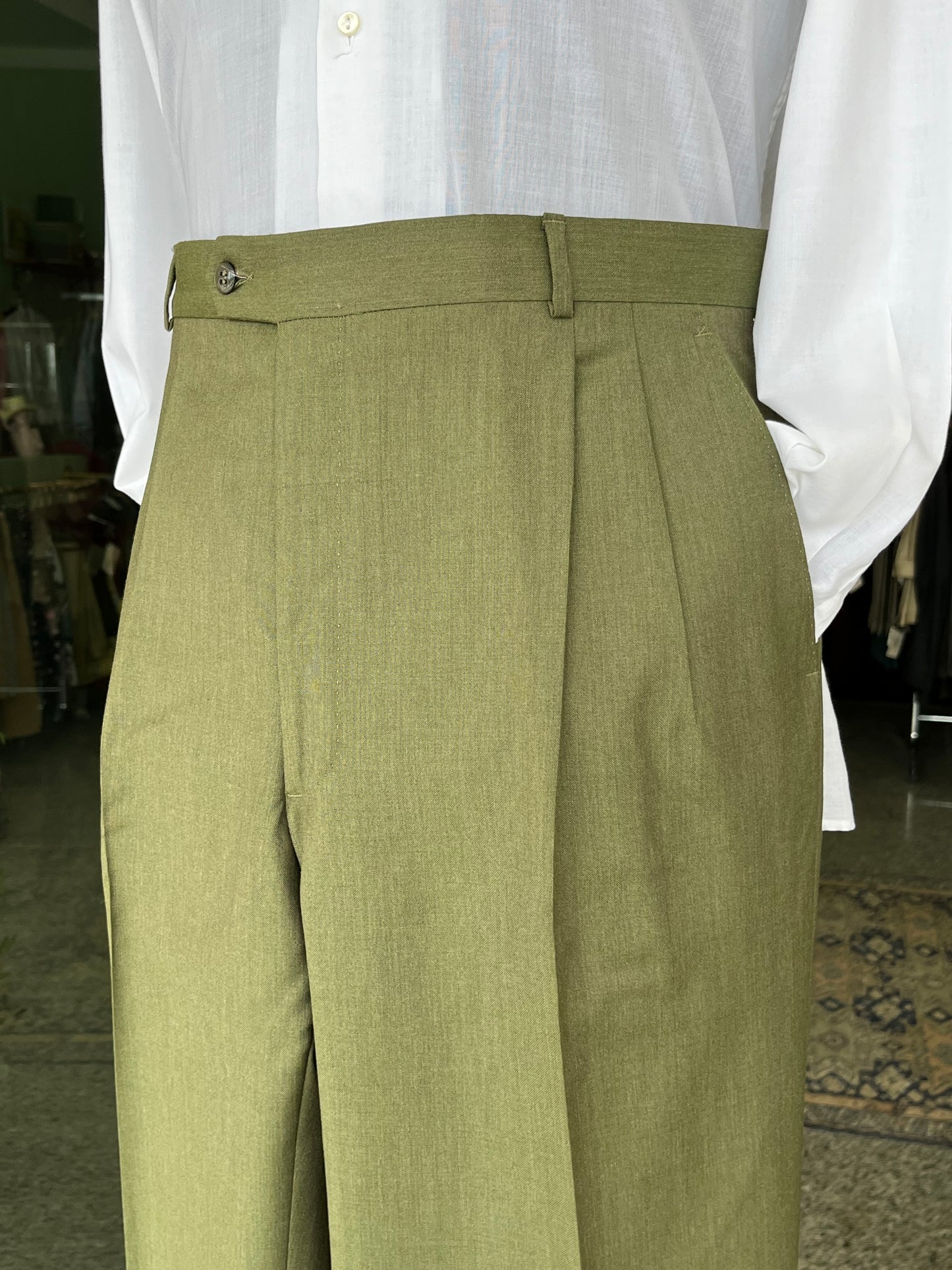 Calzoni in lana color oliva tg. 56