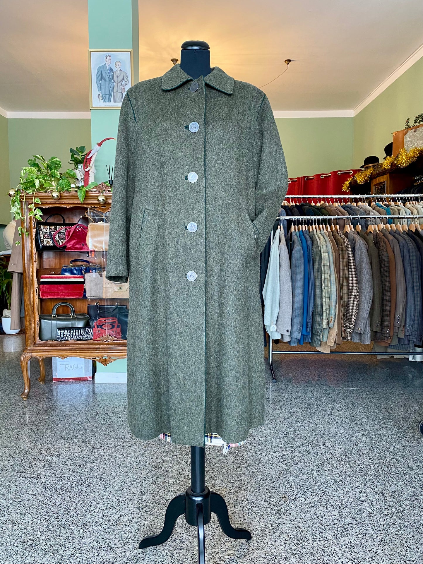 Cappotto tirolese verde militare - TG. 44/46