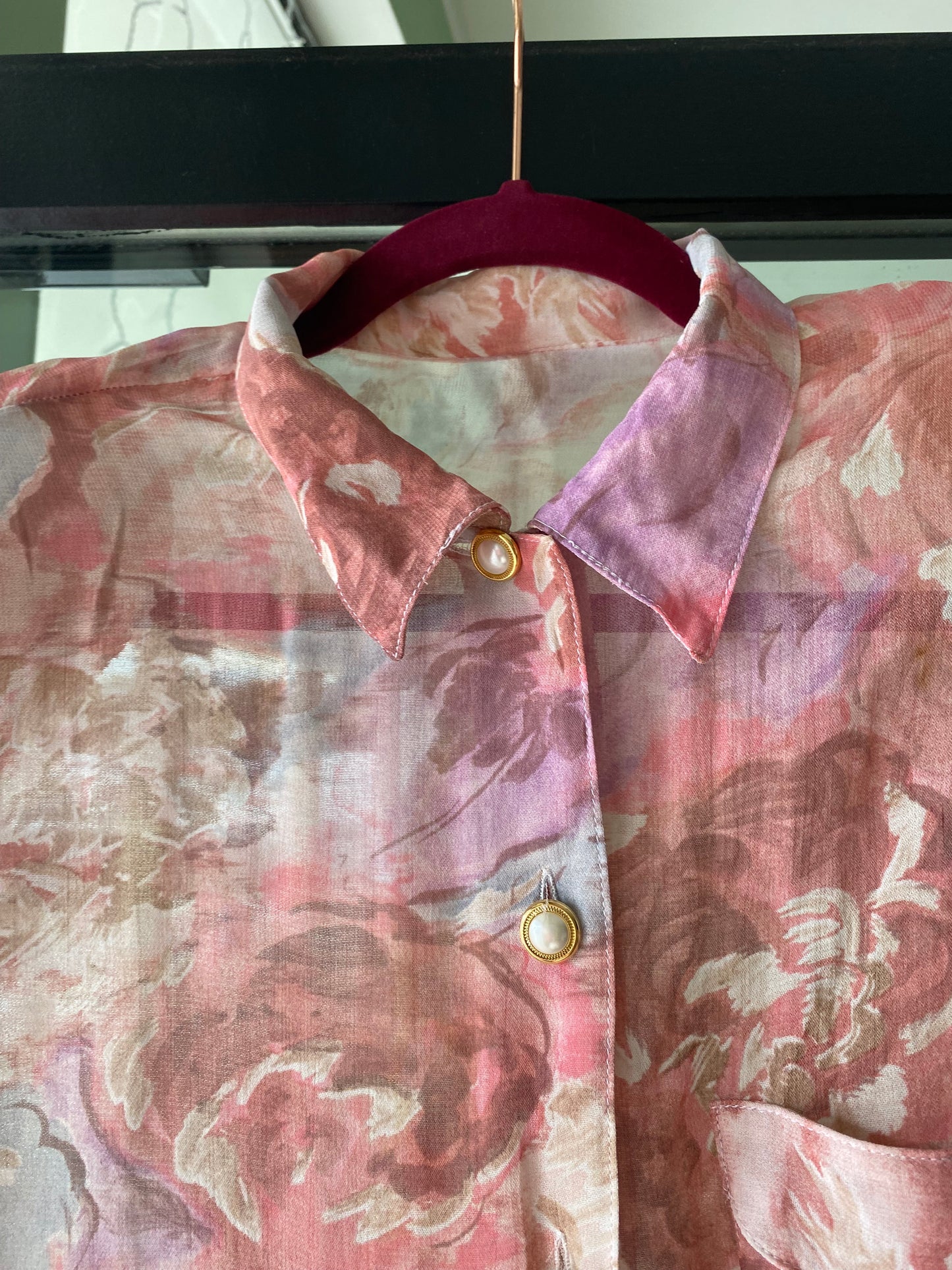 Camicia anni ‘80 stampa floreale rosa - TG. da 42 a 48