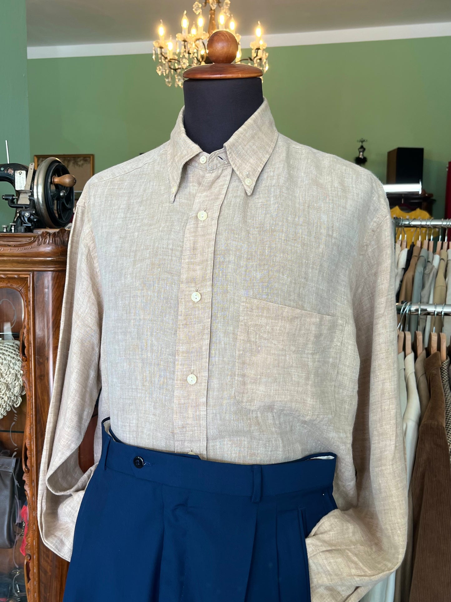 Camicia puro lino button-down tg. M-L