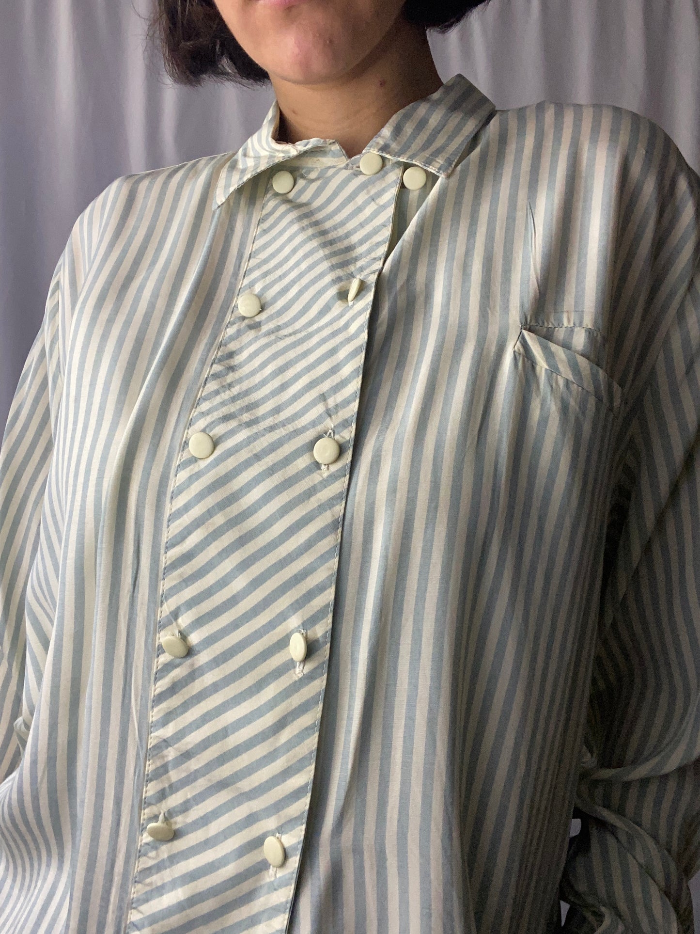 Camicia a righe panna e celeste - TG. 44/46