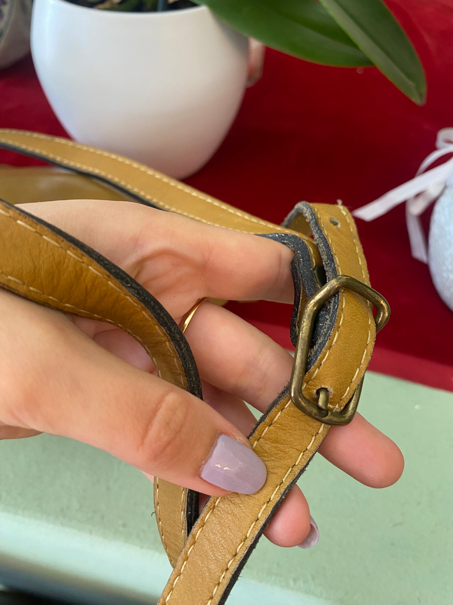Borsa a tracolla in pelle senape