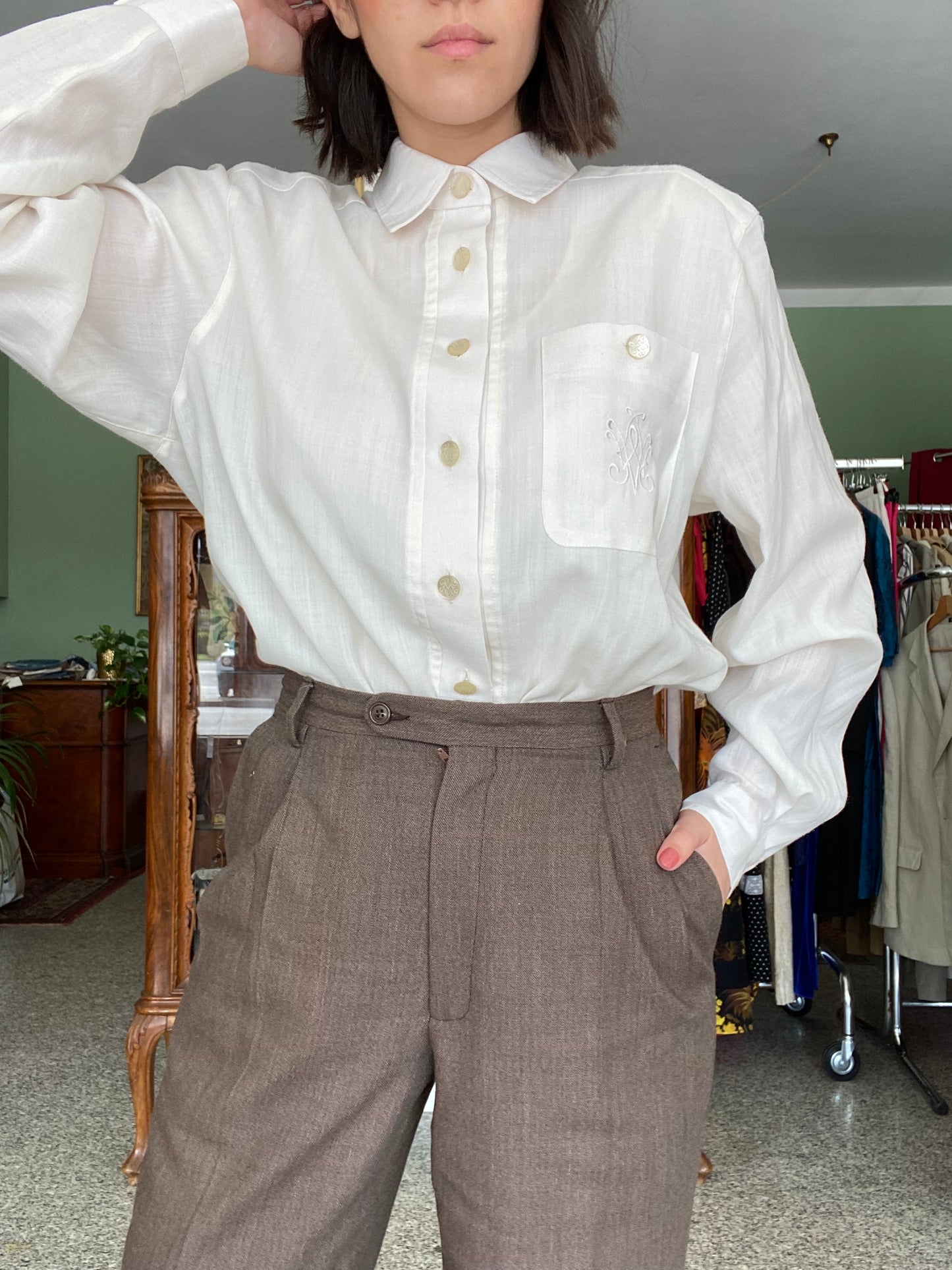 Camicia bianca fresco lana - TG. 46/48/50