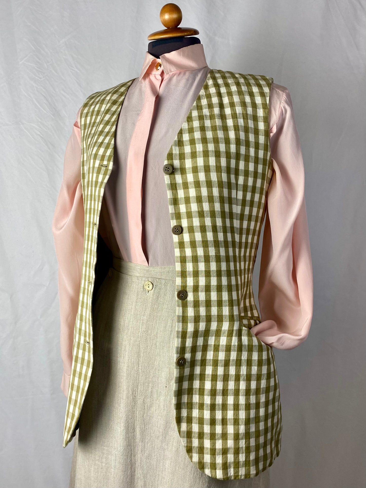 Gilet vichy verde pistacchio - TG. 40/42
