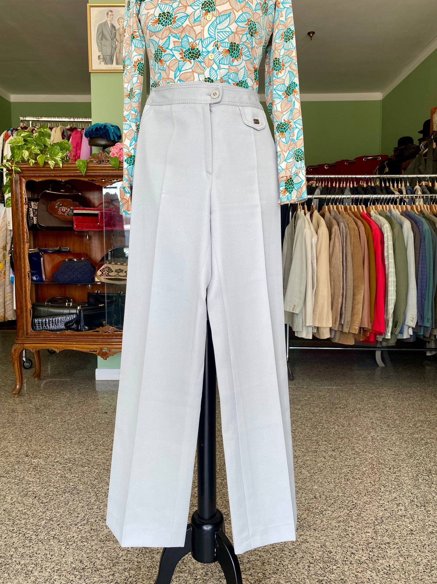 Pantaloni anni ‘70 color grigio chiaro - TG. 36