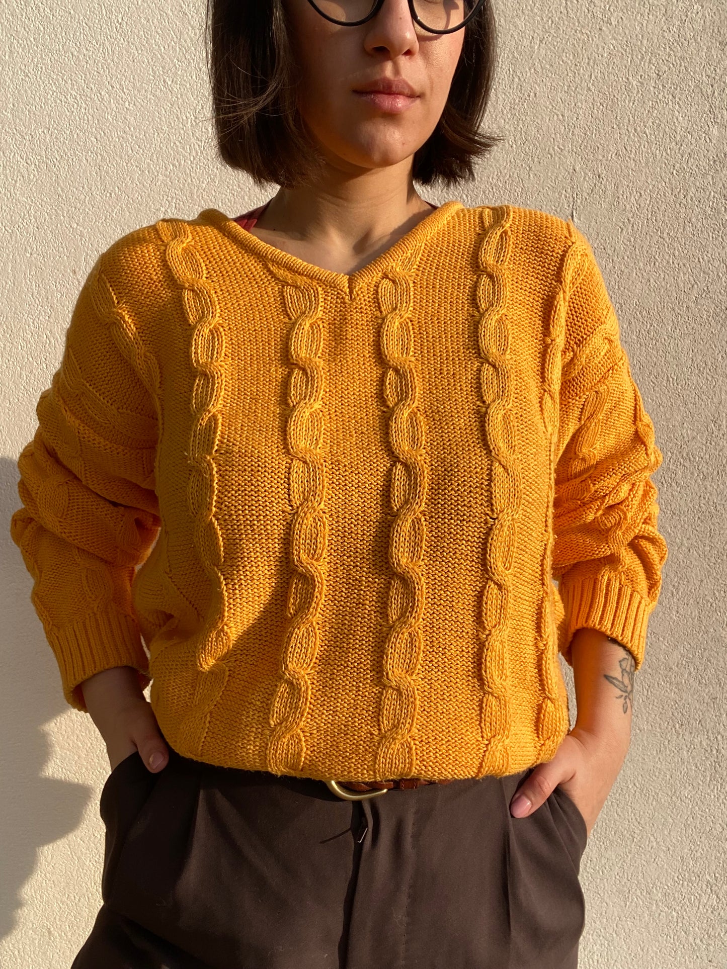 Pullover in cotone arancio - Plus size