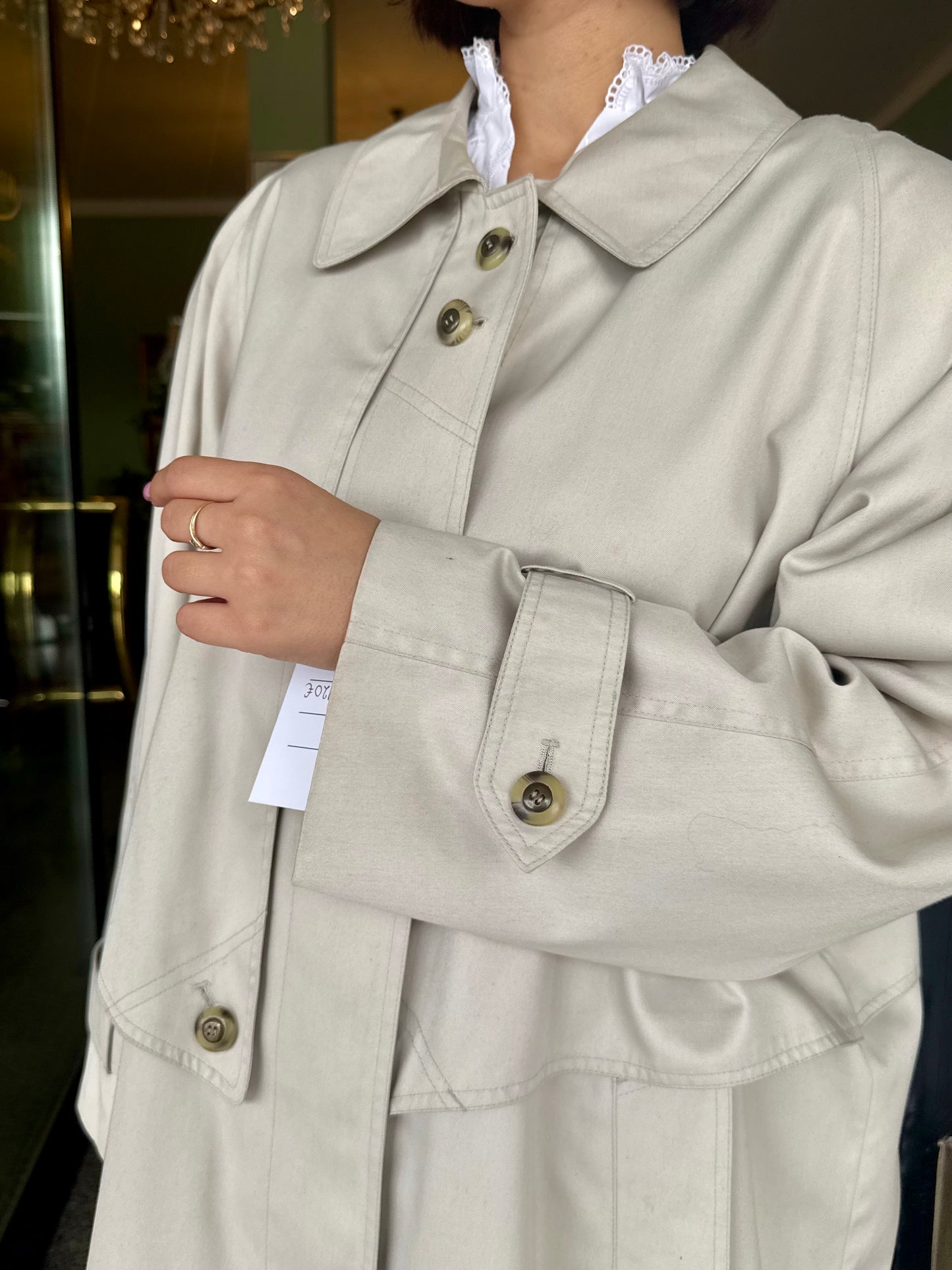 Trench beige chiaro con mantella - TG. 50-56
