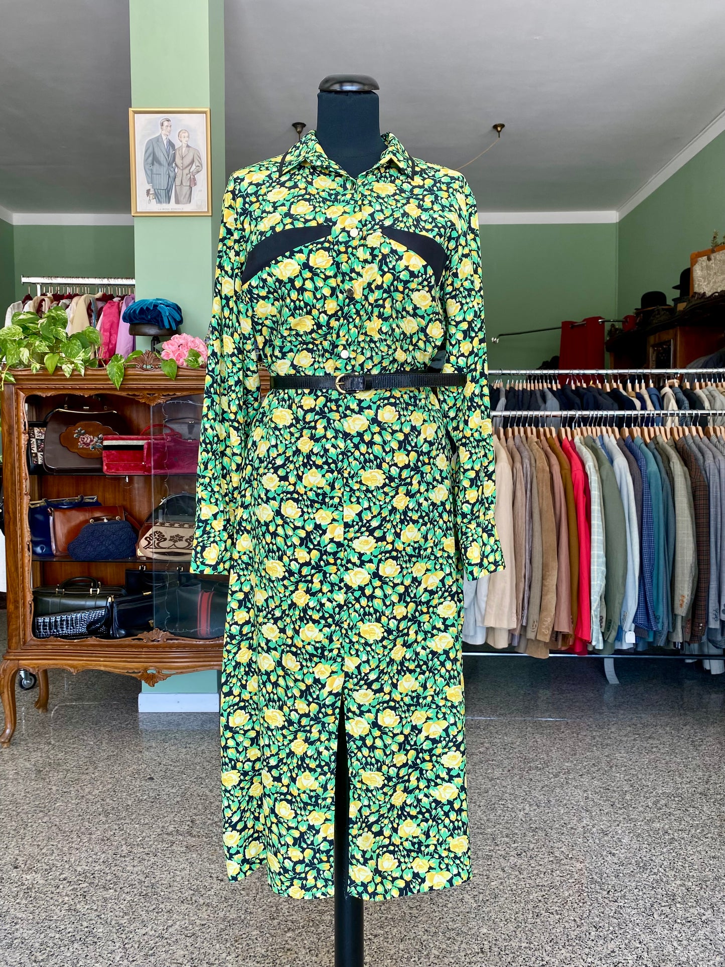 Abito in pura seta fiori gialli - TG. 46 circa