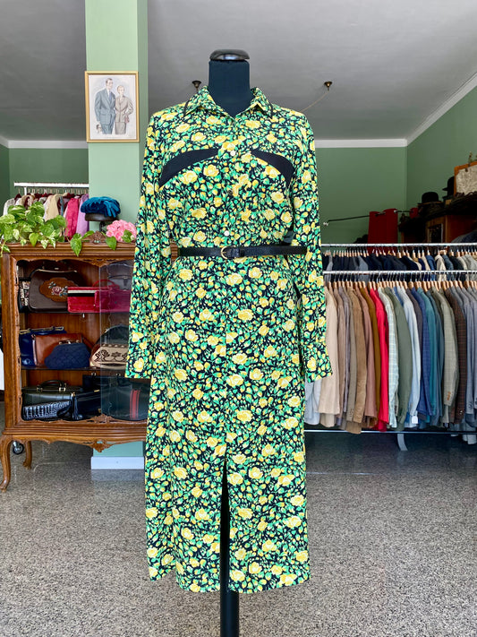 Abito in pura seta fiori gialli - TG. 46 circa