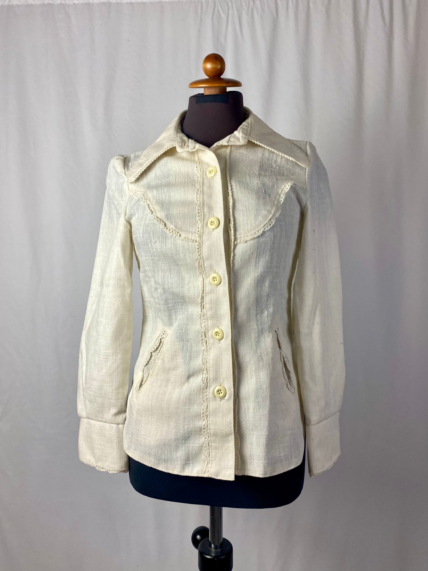 Camicia anni ‘70 color burro - TG. 38