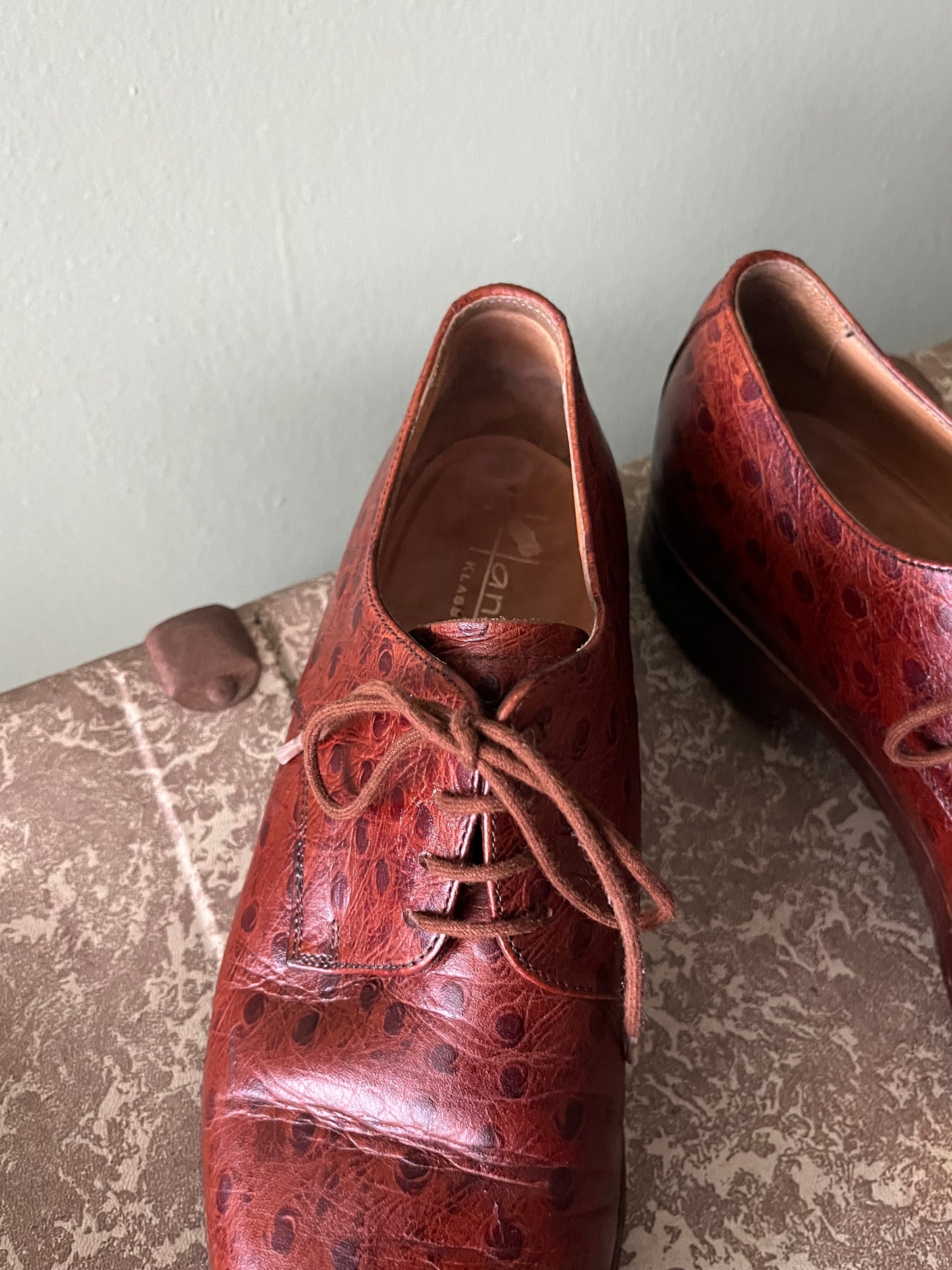 Scarpe anni ‘80 derby pelle simil-struzzo tg. 40