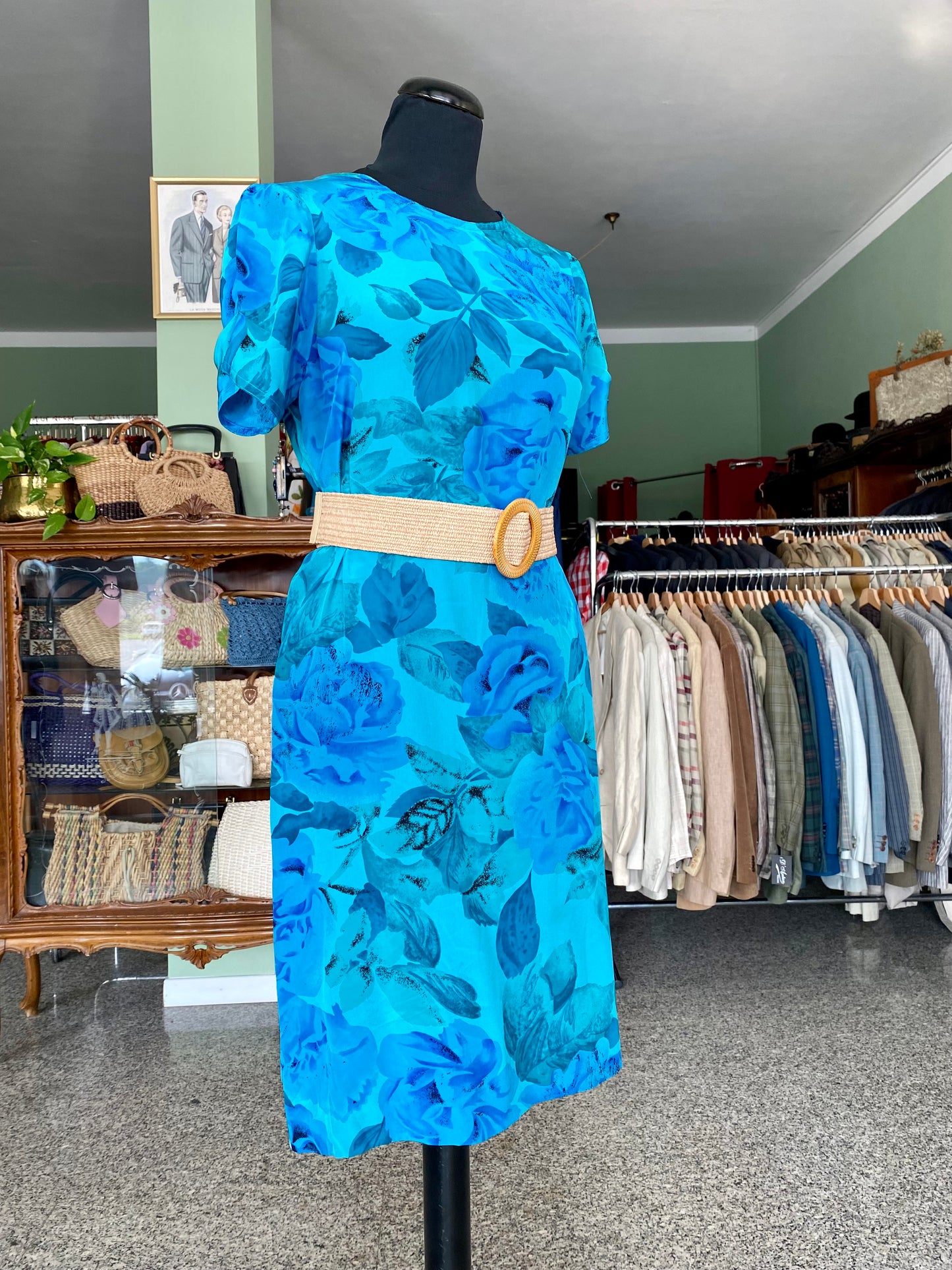 Abito in seta con rose blu - TG. 40