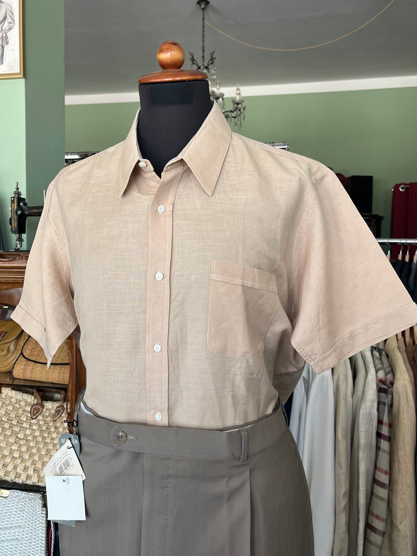 Camicia a maniche corte lino M-L