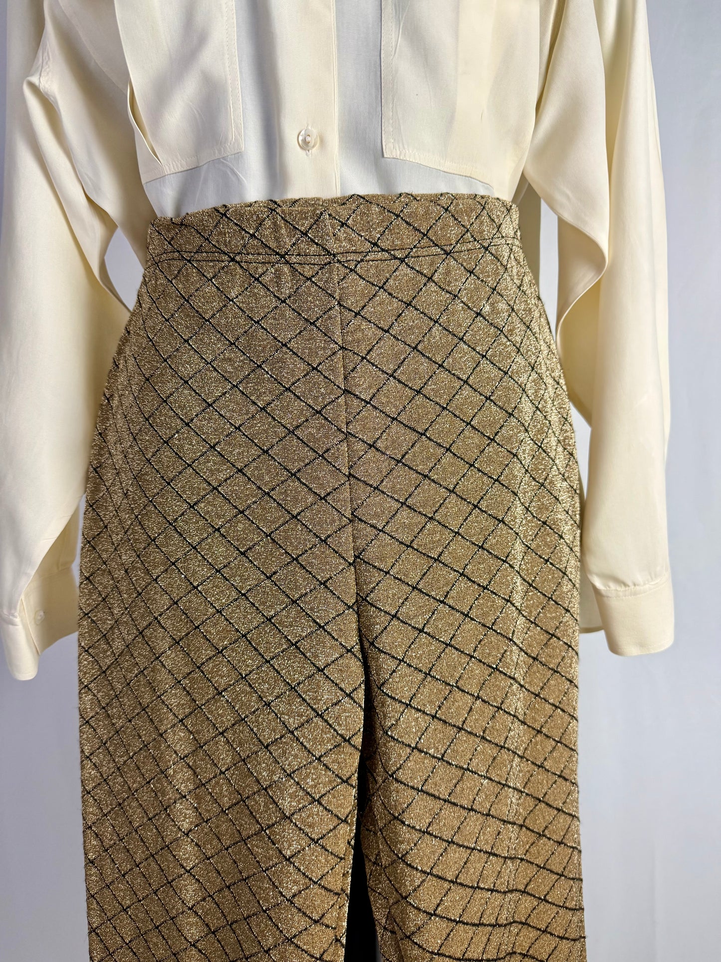 Pantaloni in lurex oro nuovi fondo di magazzino - TG. 40/42