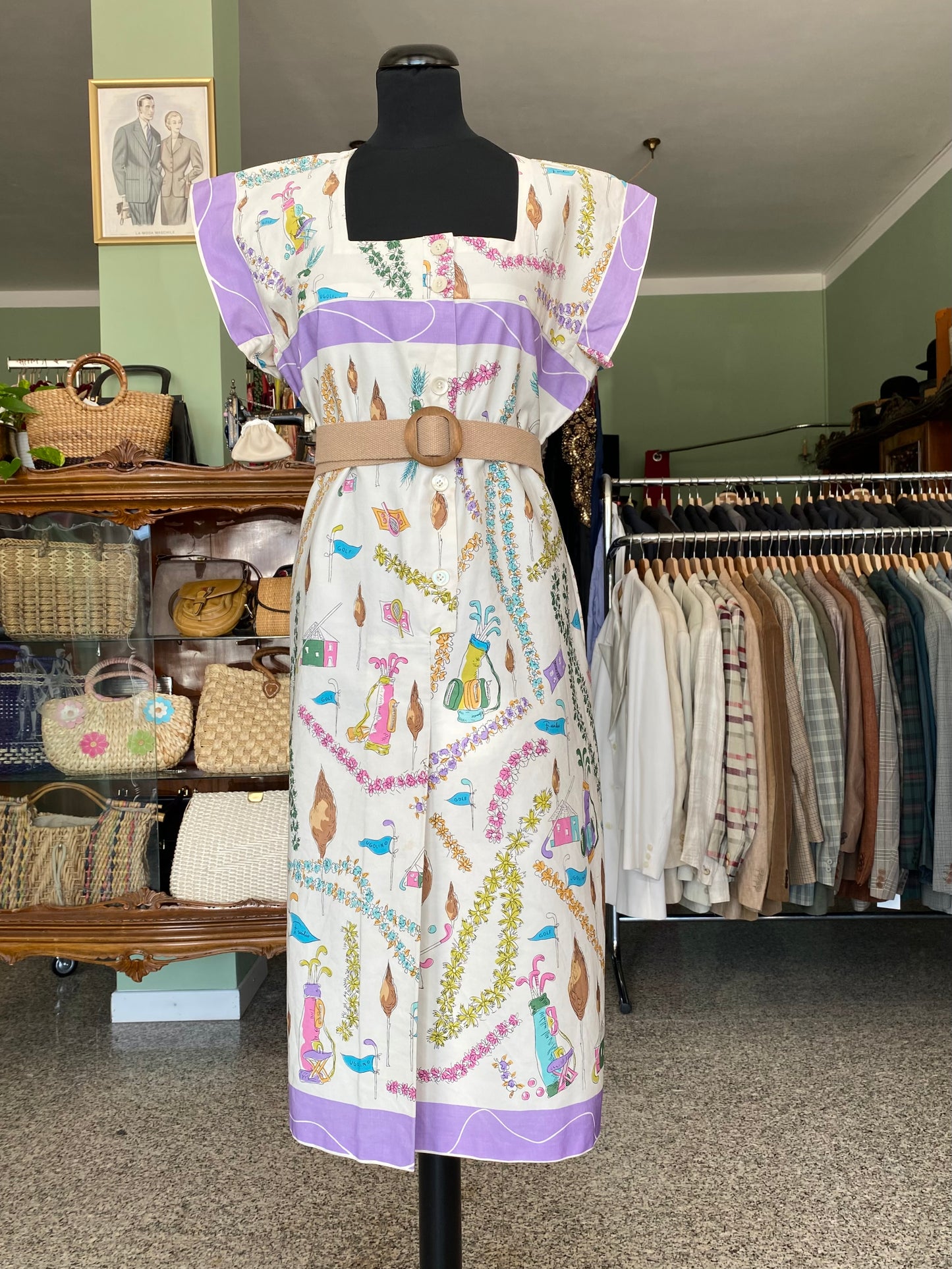 Abito sartoriale anni '60 con tessuto originale Emilio Pucci - TG. 46/48