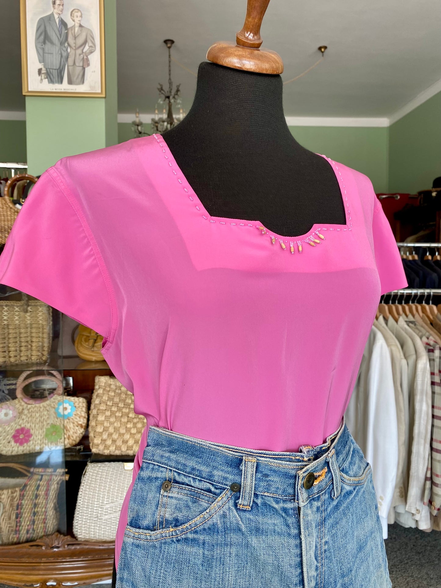 Blusa estiva fucsia in seta - TG. 44/46 circa