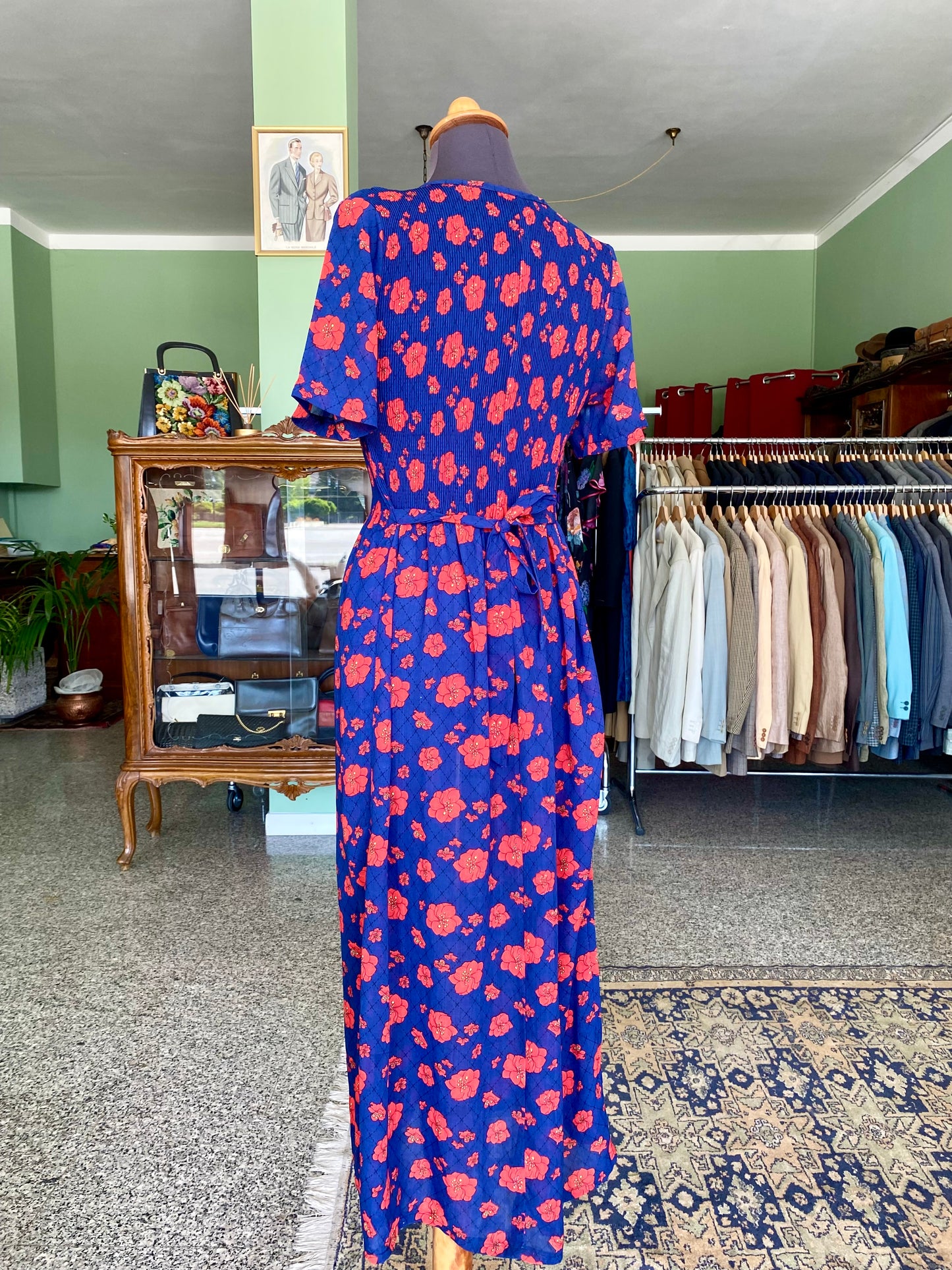 Abito anni ‘70 con fiori rossi - TG. 38/40