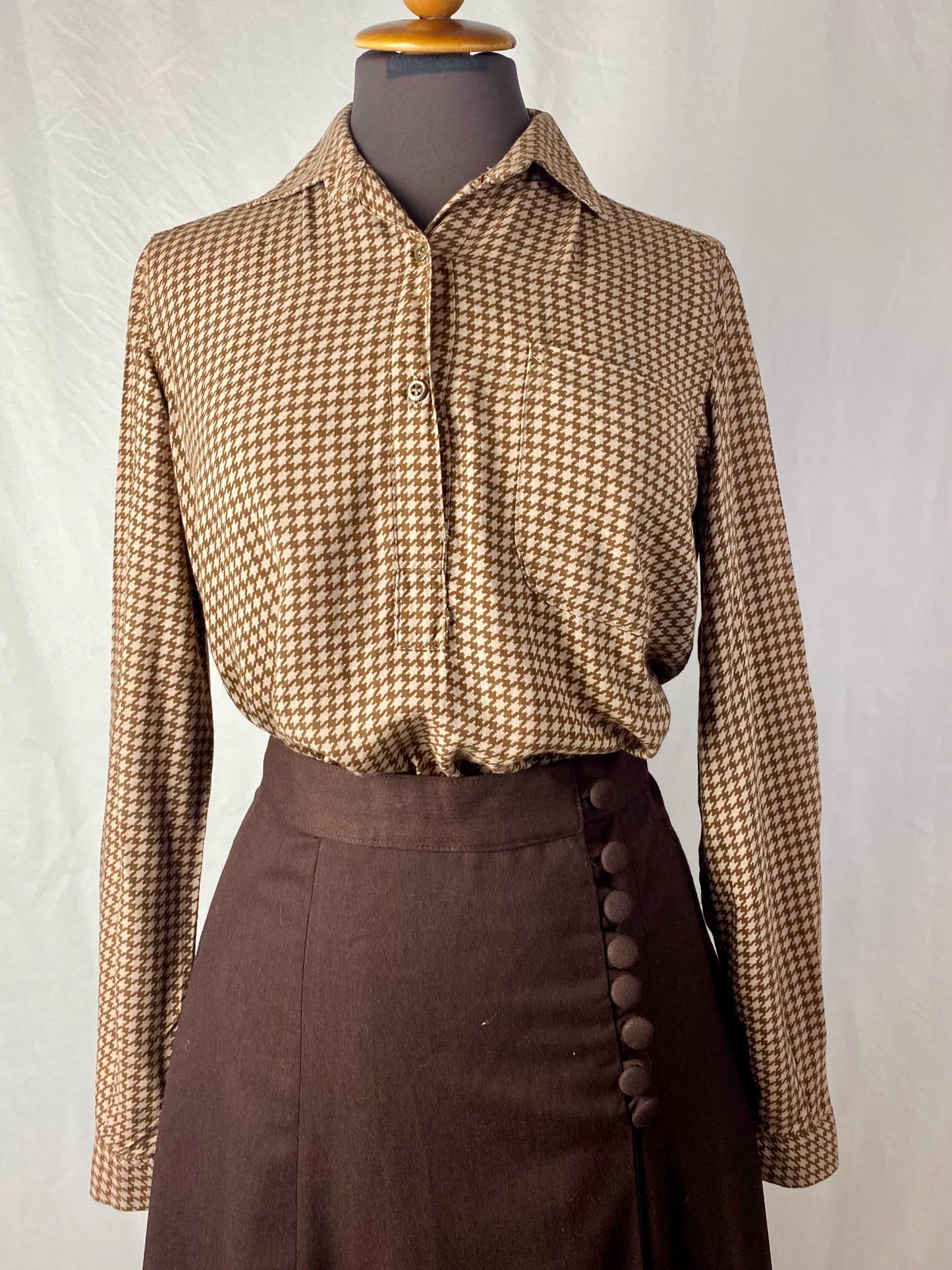 Camicia pied de poule nocciola - TG. 42/44