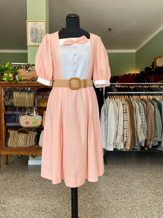 Abito Vintage Sartoriale Anni ’60 in Piqué di Cotone - TG. 46