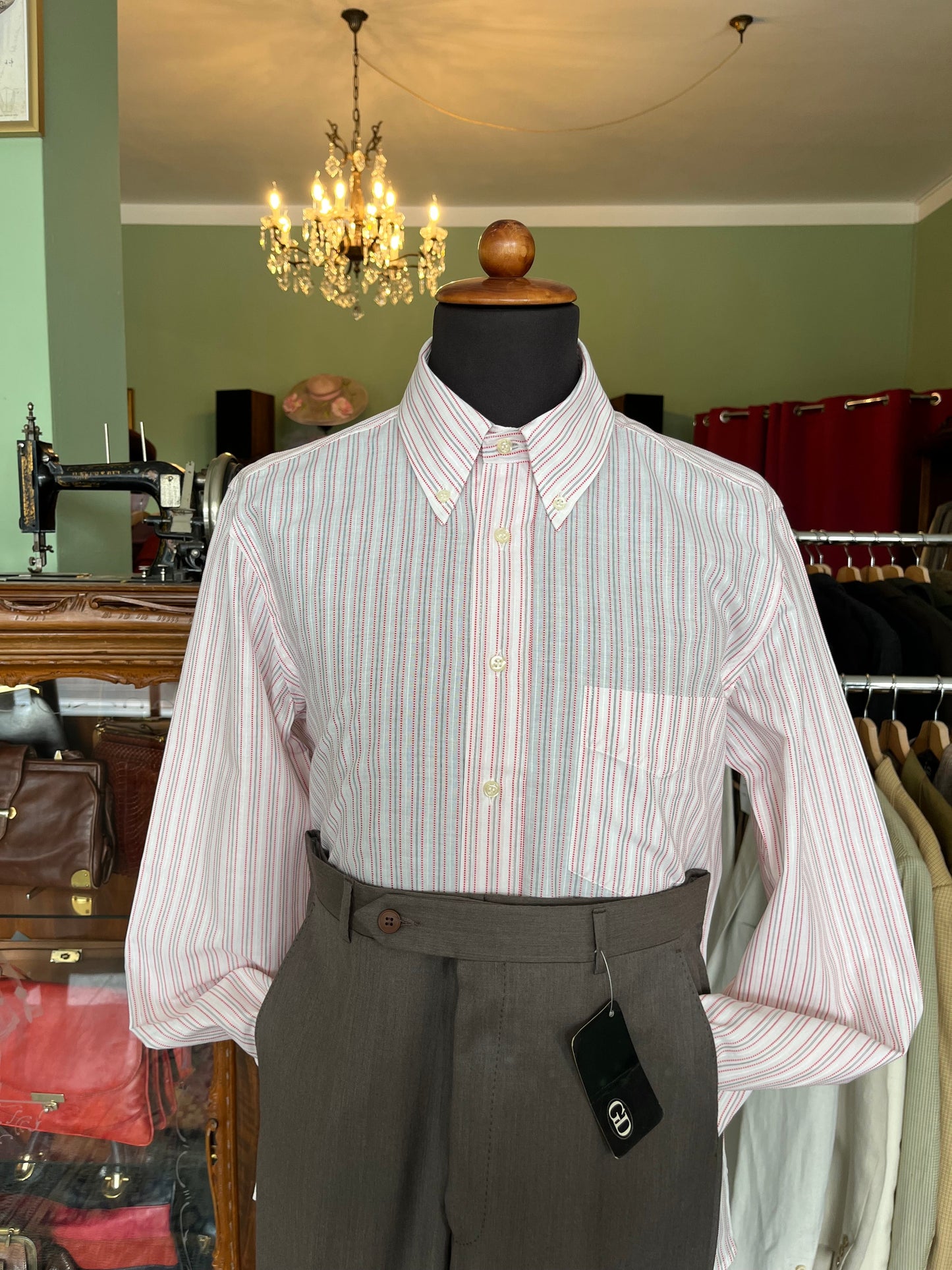 Camicia anni ‘80 bianca e rossa tg. L
