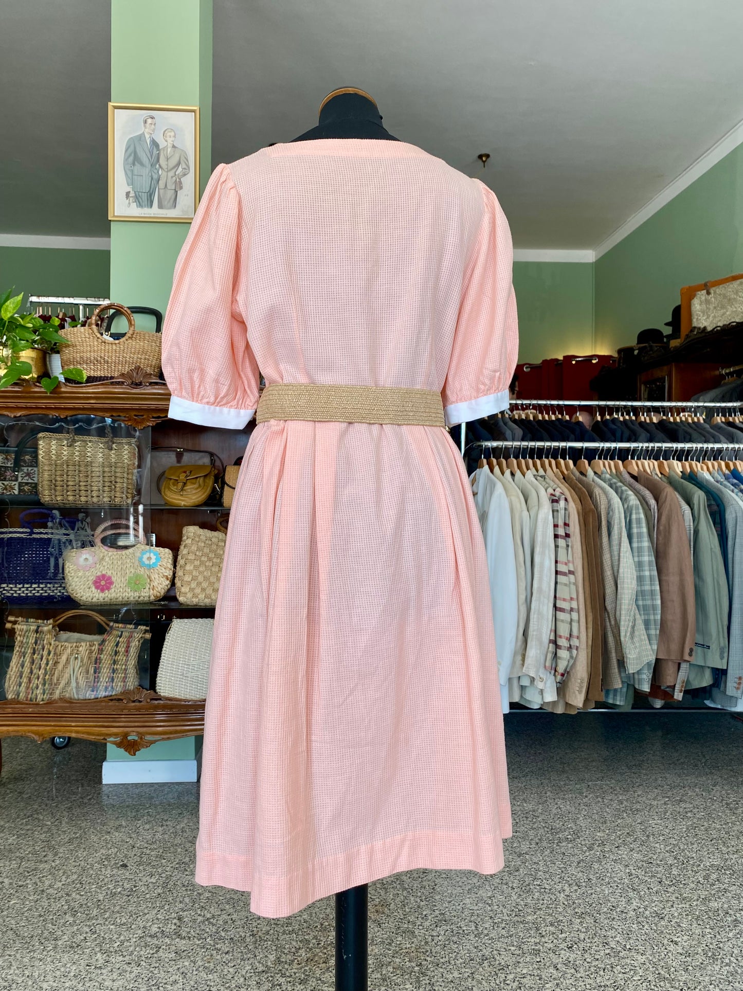 Abito Vintage Sartoriale Anni ’60 in Piqué di Cotone - TG. 46
